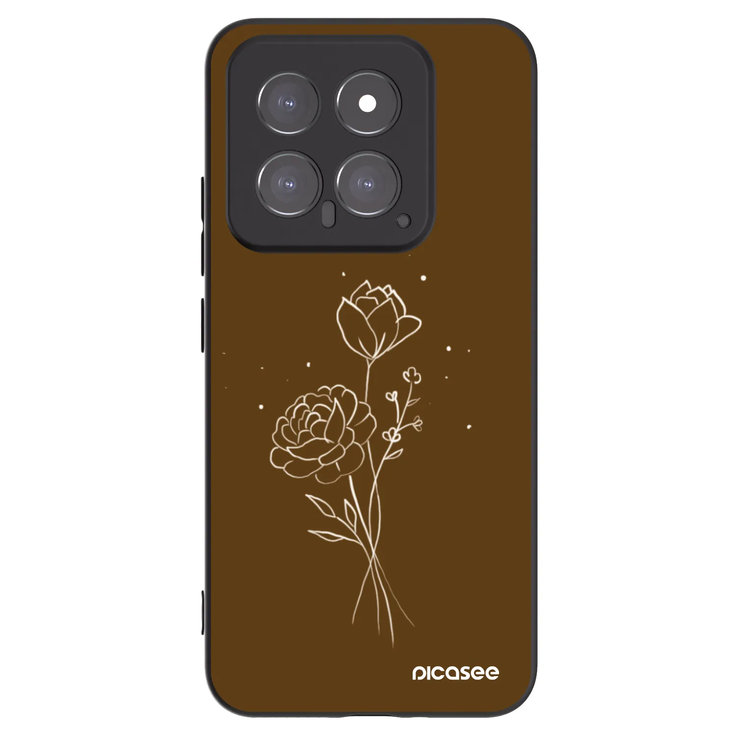 Picasee silikónový čierny obal pre Xiaomi 14 - Brown flowers
