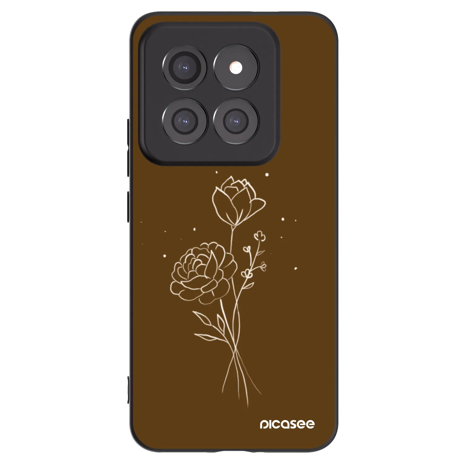 Picasee silikónový čierny obal pre Xiaomi 14 Pro - Brown flowers