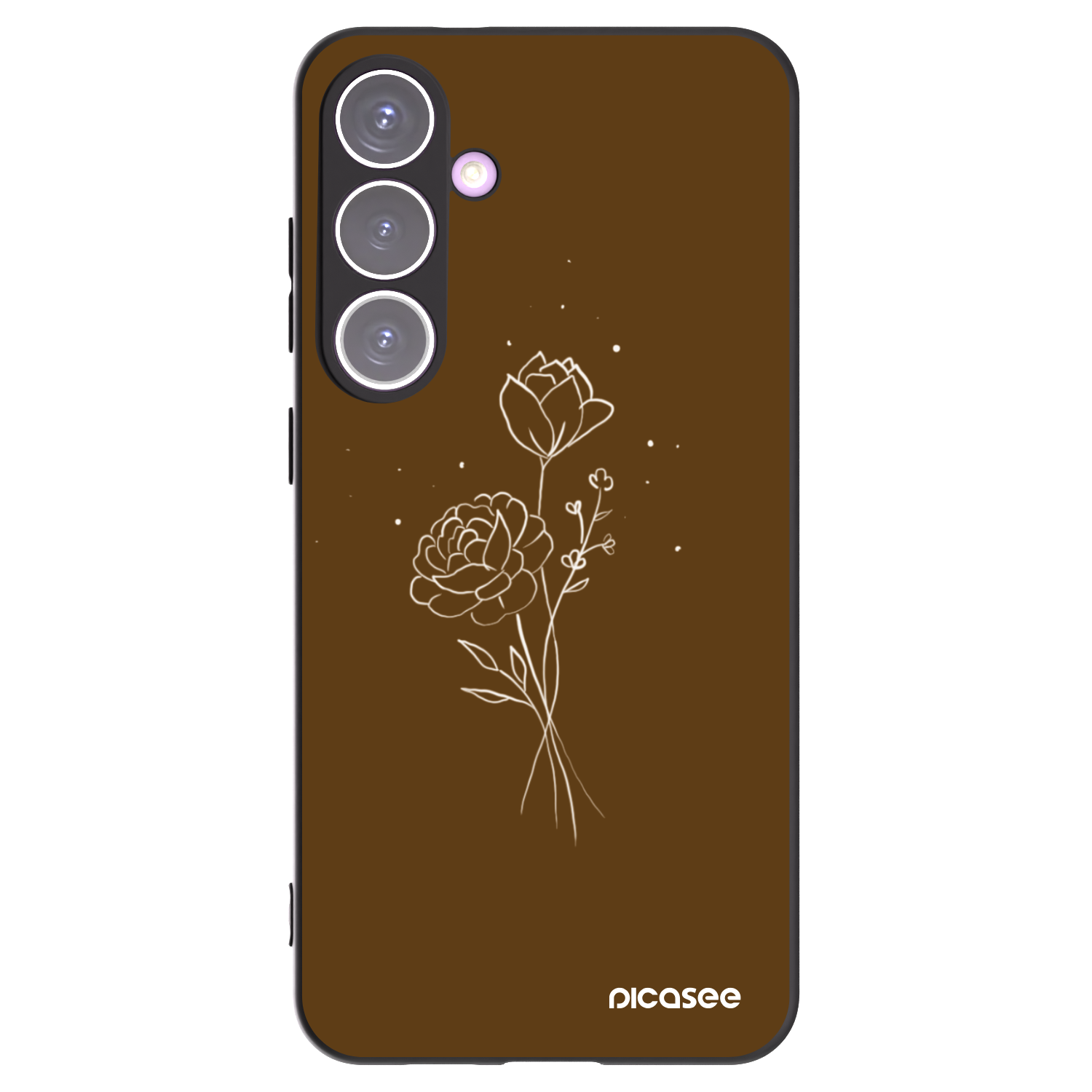 Picasee silikónový čierny obal pre Samsung Galaxy S24+ S926B 5G - Brown flowers