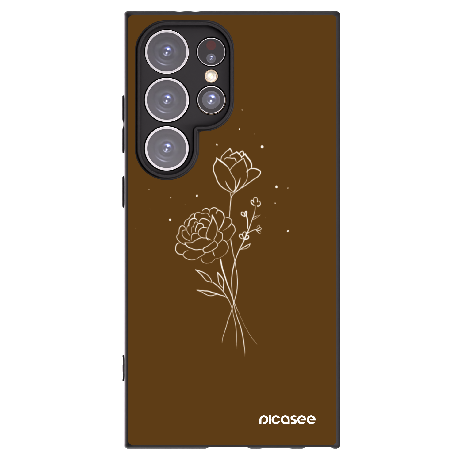 Picasee silikónový čierny obal pre Samsung Galaxy S24 Ultra S928B 5G - Brown flowers