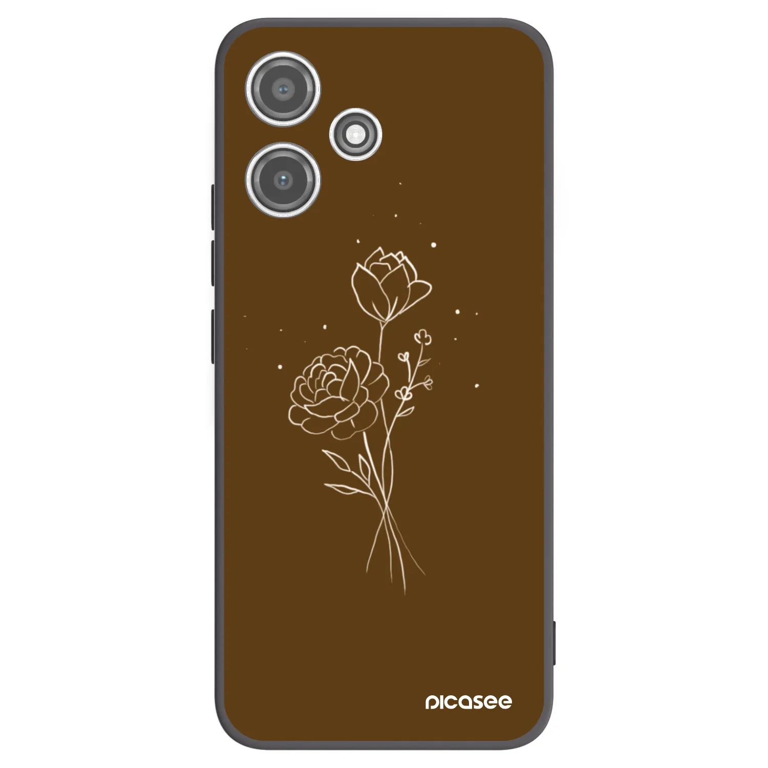 Picasee silikónový čierny obal pre Xiaomi Redmi 12 5G - Brown flowers