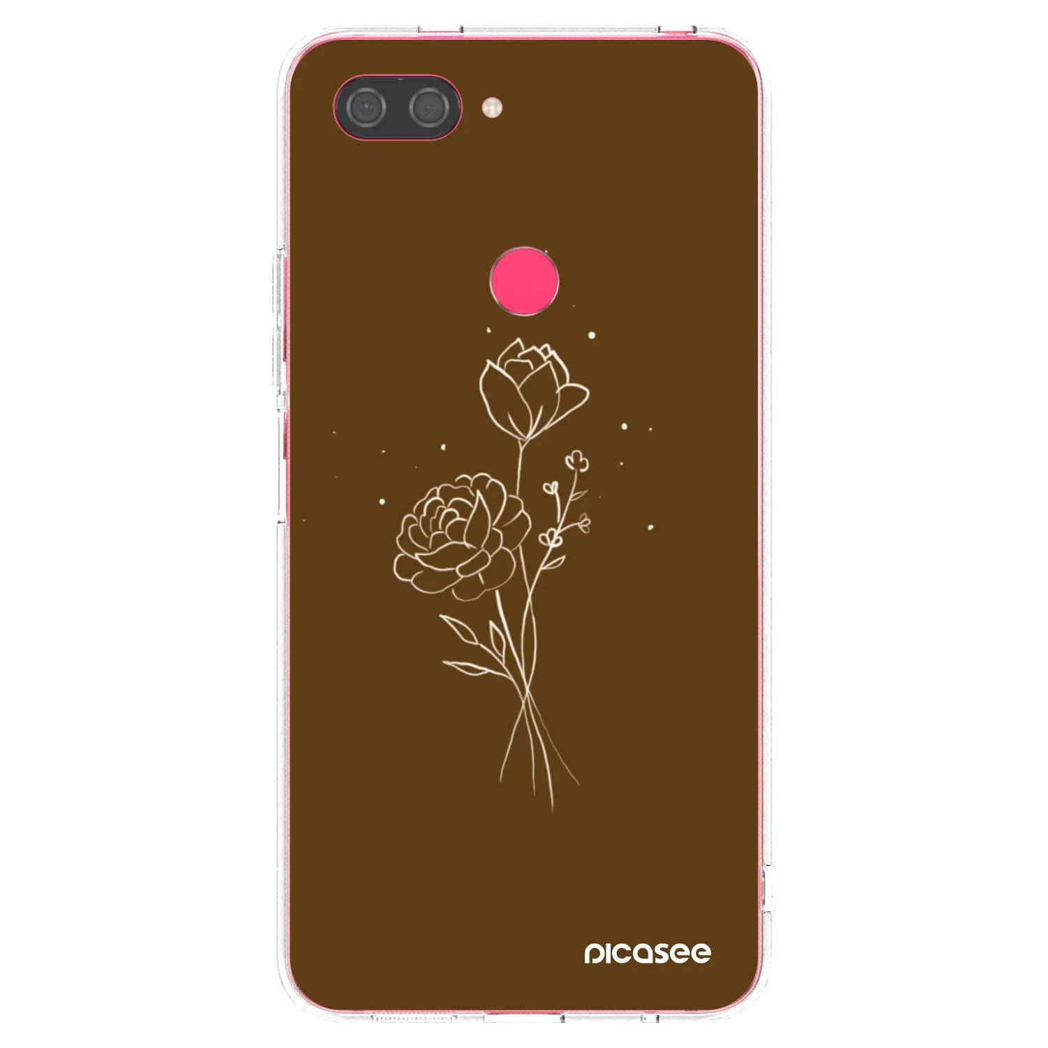 Picasee silikónový prehľadný obal pre Xiaomi Mi 8 Lite - Brown flowers