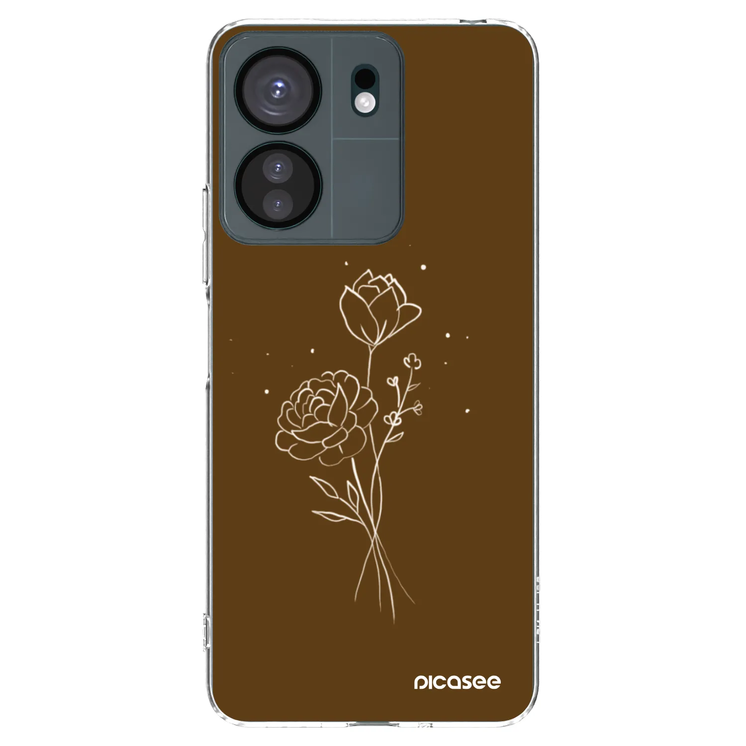 Silikónový prehľadný obal pre Xiaomi Redmi 13C 4G - Brown flowers