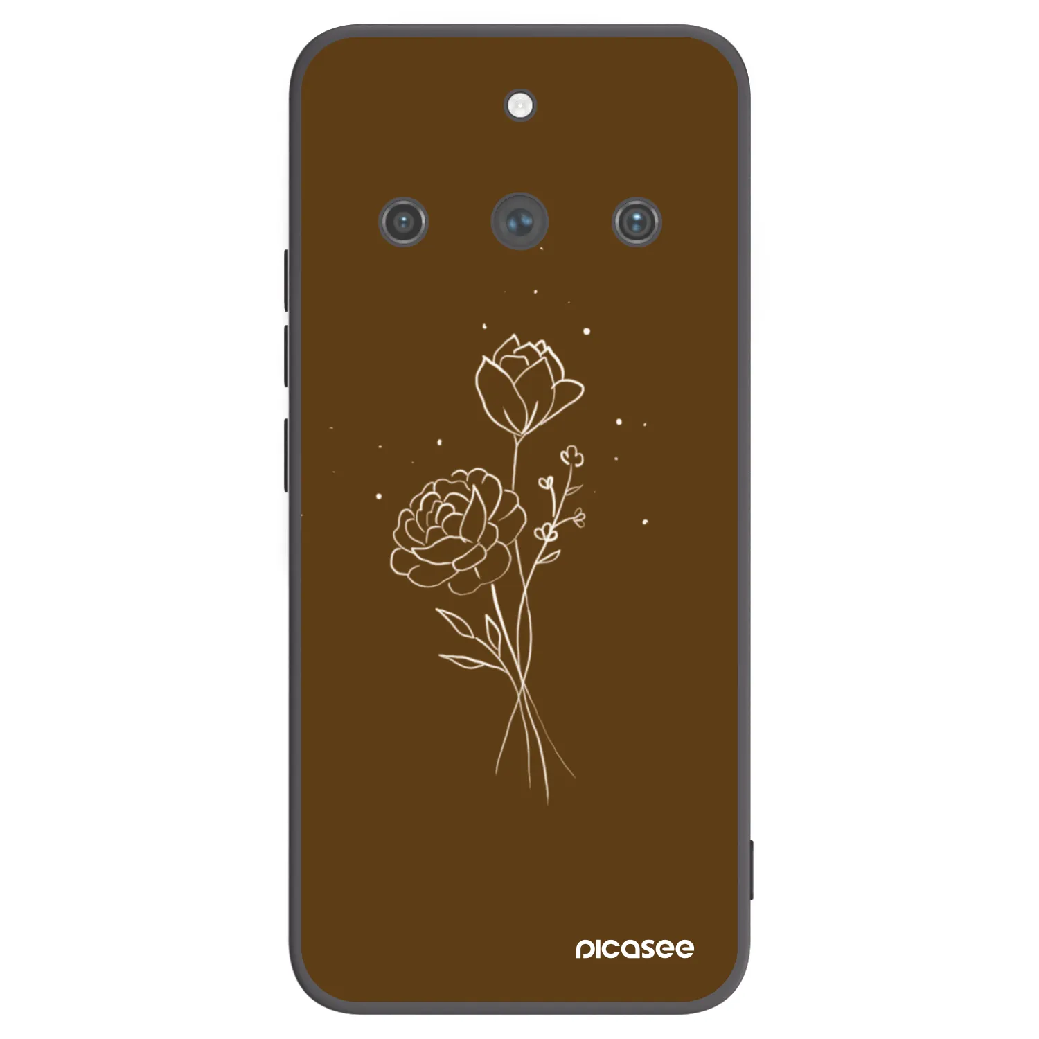 Picasee silikónový čierny obal pre Realme 11 Pro+ - Brown flowers