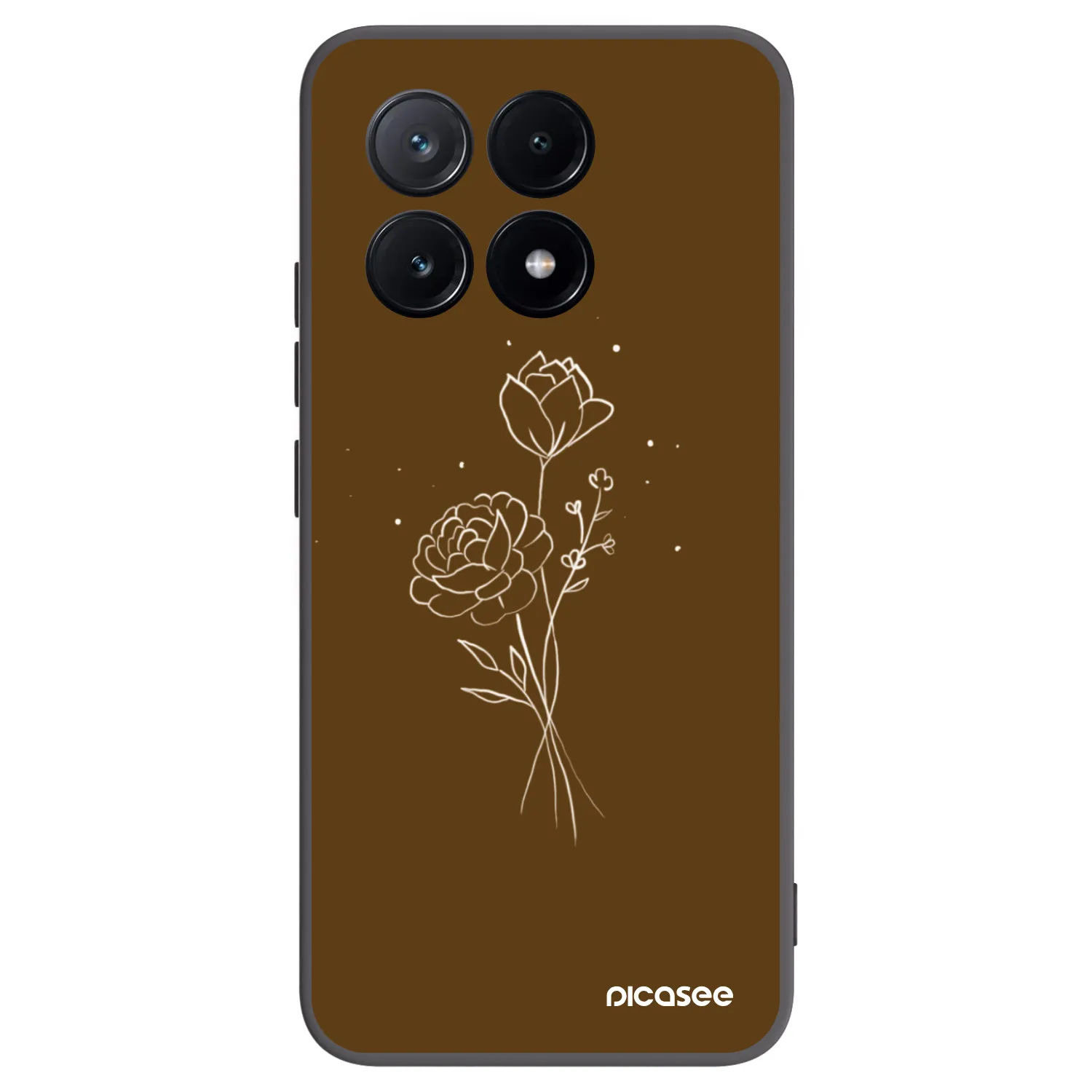 Picasee silikónový čierny obal pre Xiaomi Poco X6 Pro - Brown flowers