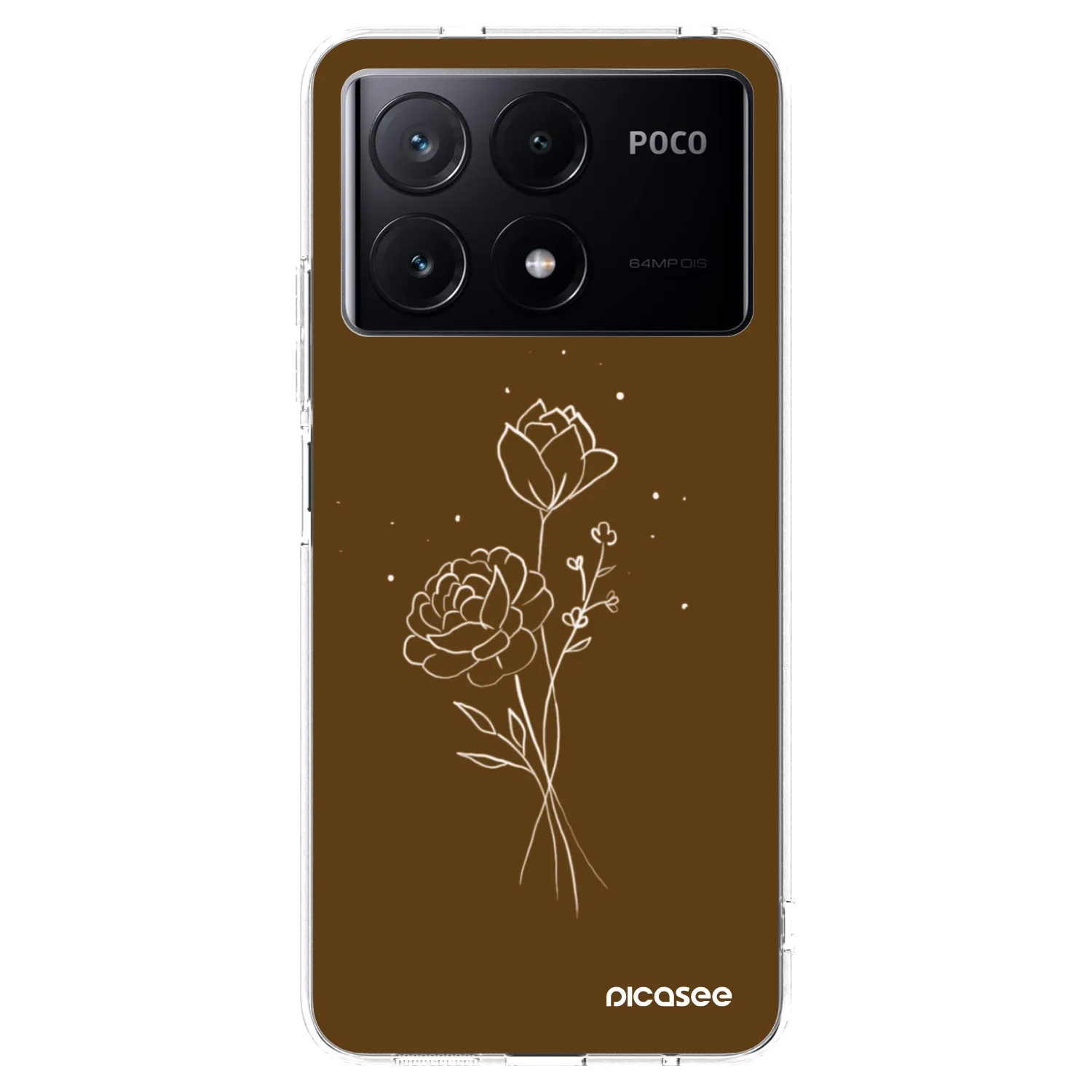 Picasee silikónový prehľadný obal pre Xiaomi Poco X6 Pro - Brown flowers