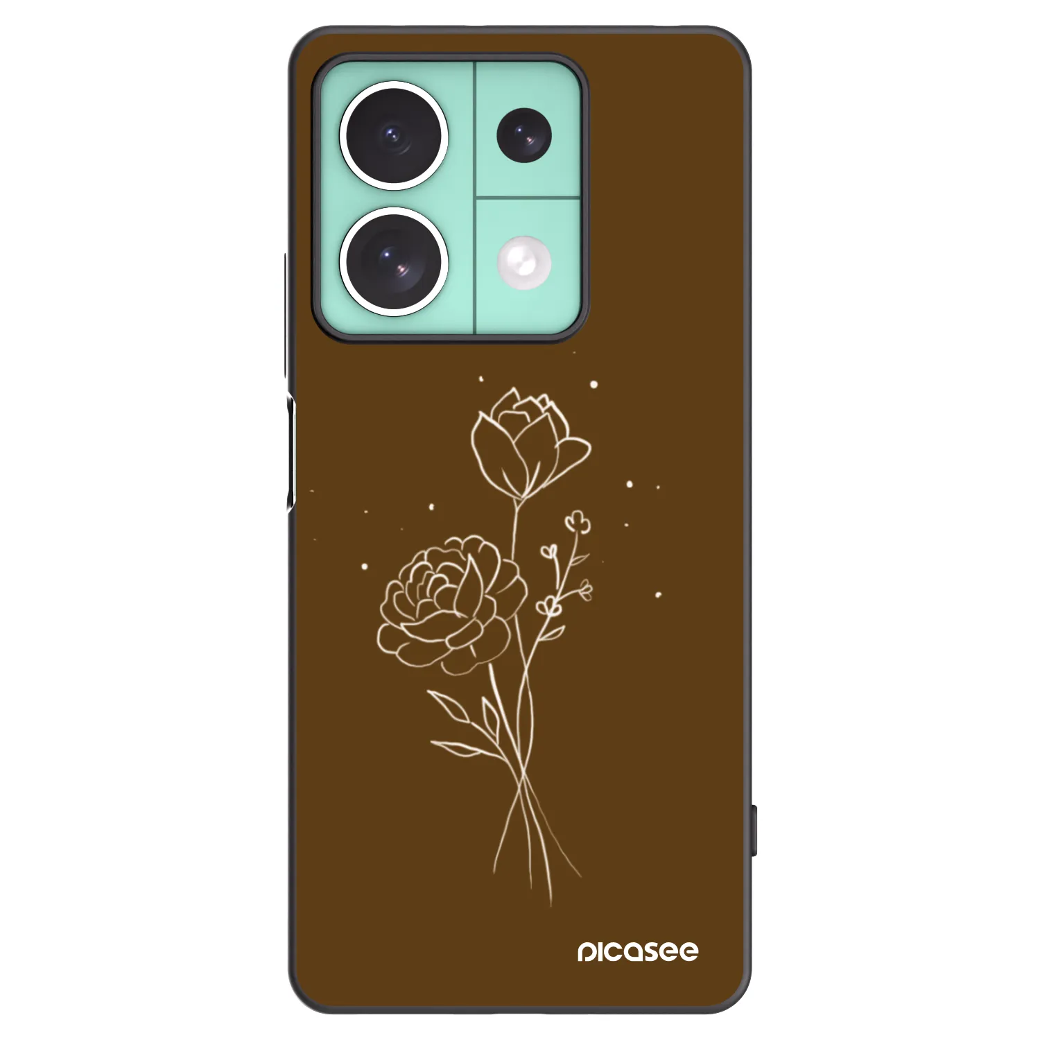 Picasee silikónový čierny obal pre Xiaomi Redmi Note 13 5G - Brown flowers
