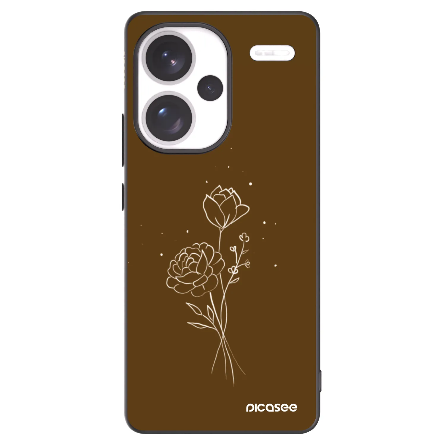 Picasee silikónový čierny obal pre Xiaomi Redmi Note 13 Pro+ 5G - Brown flowers