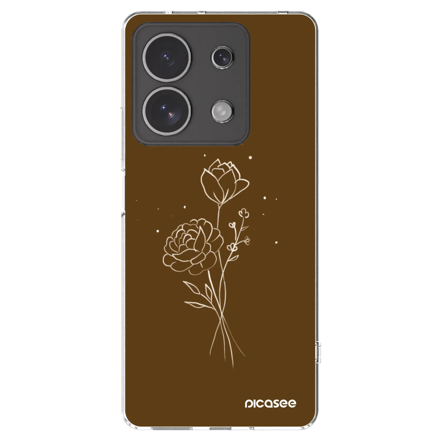 Picasee silikónový prehľadný obal pre Xiaomi Redmi Note 13 4G - Brown flowers