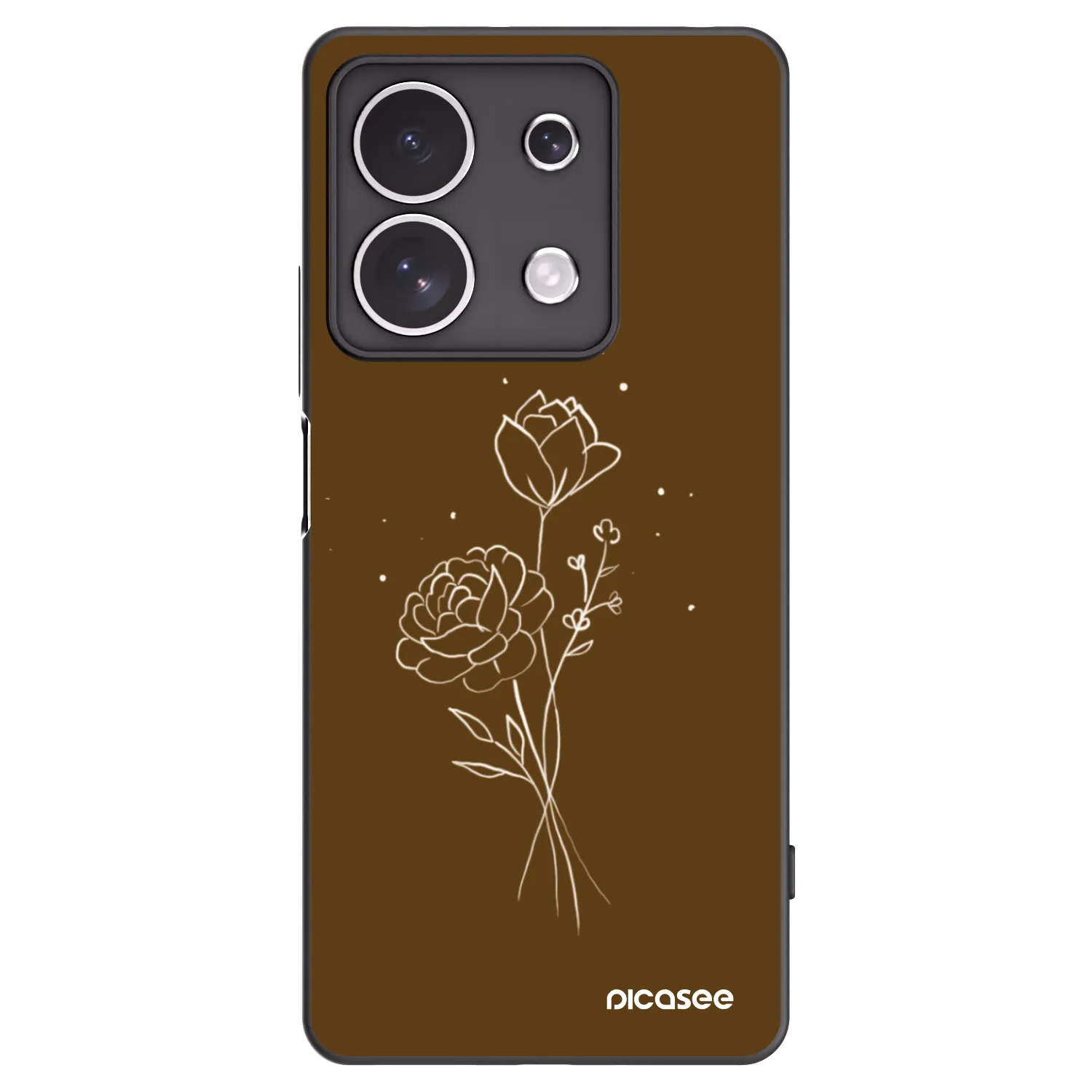 Picasee silikónový čierny obal pre Xiaomi Redmi Note 13 4G - Brown flowers