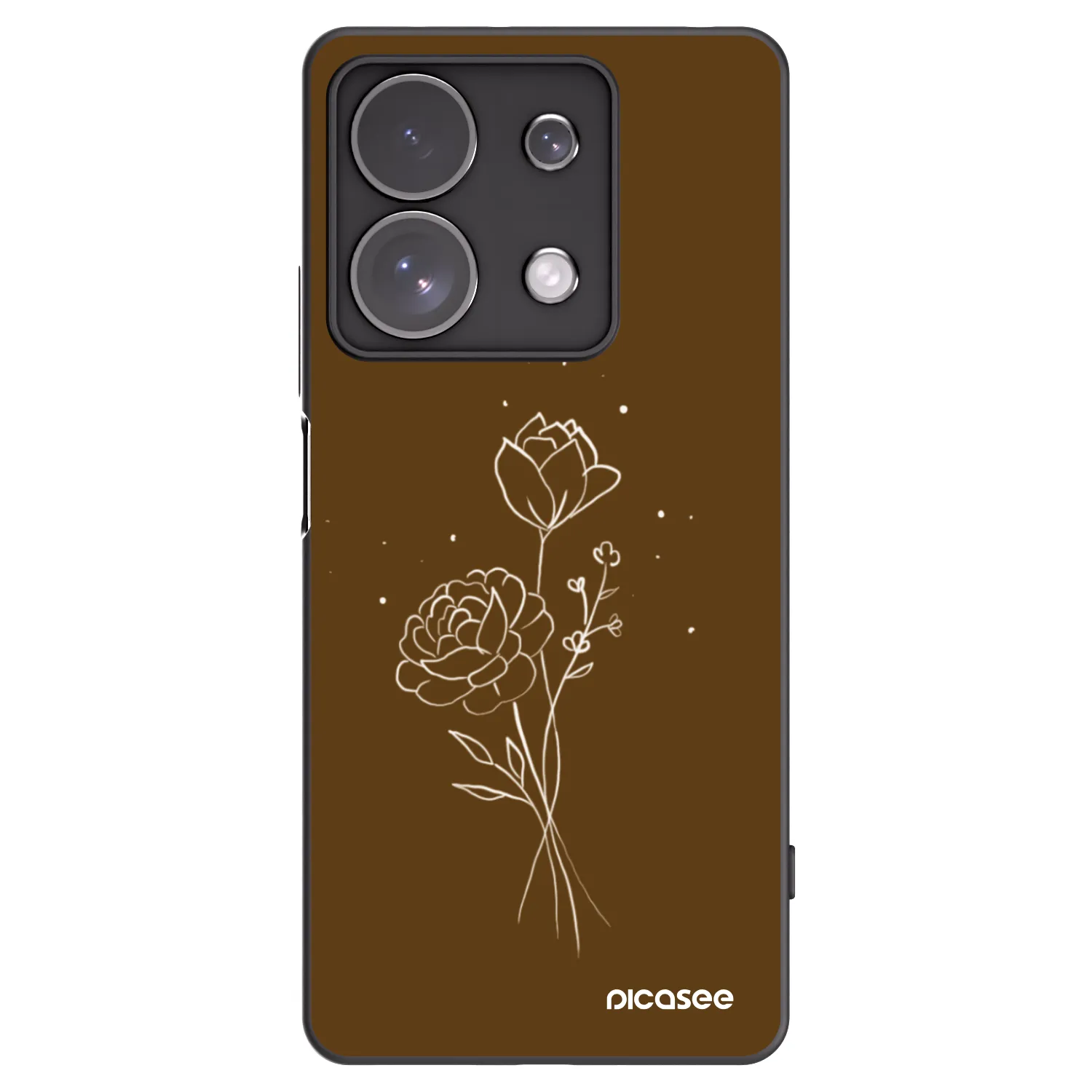 Silikónový čierny obal pre Xiaomi Redmi Note 13 Pro 4G - Brown flowers