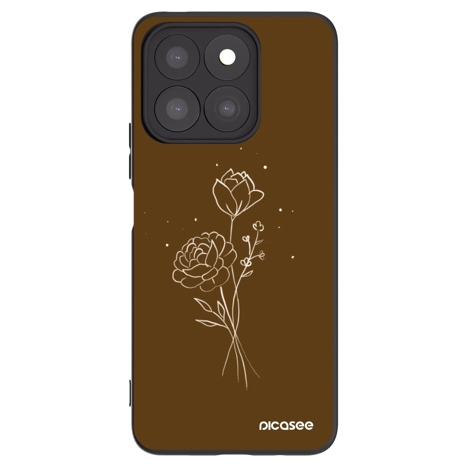 Picasee silikónový čierny obal pre Honor X8b - Brown flowers