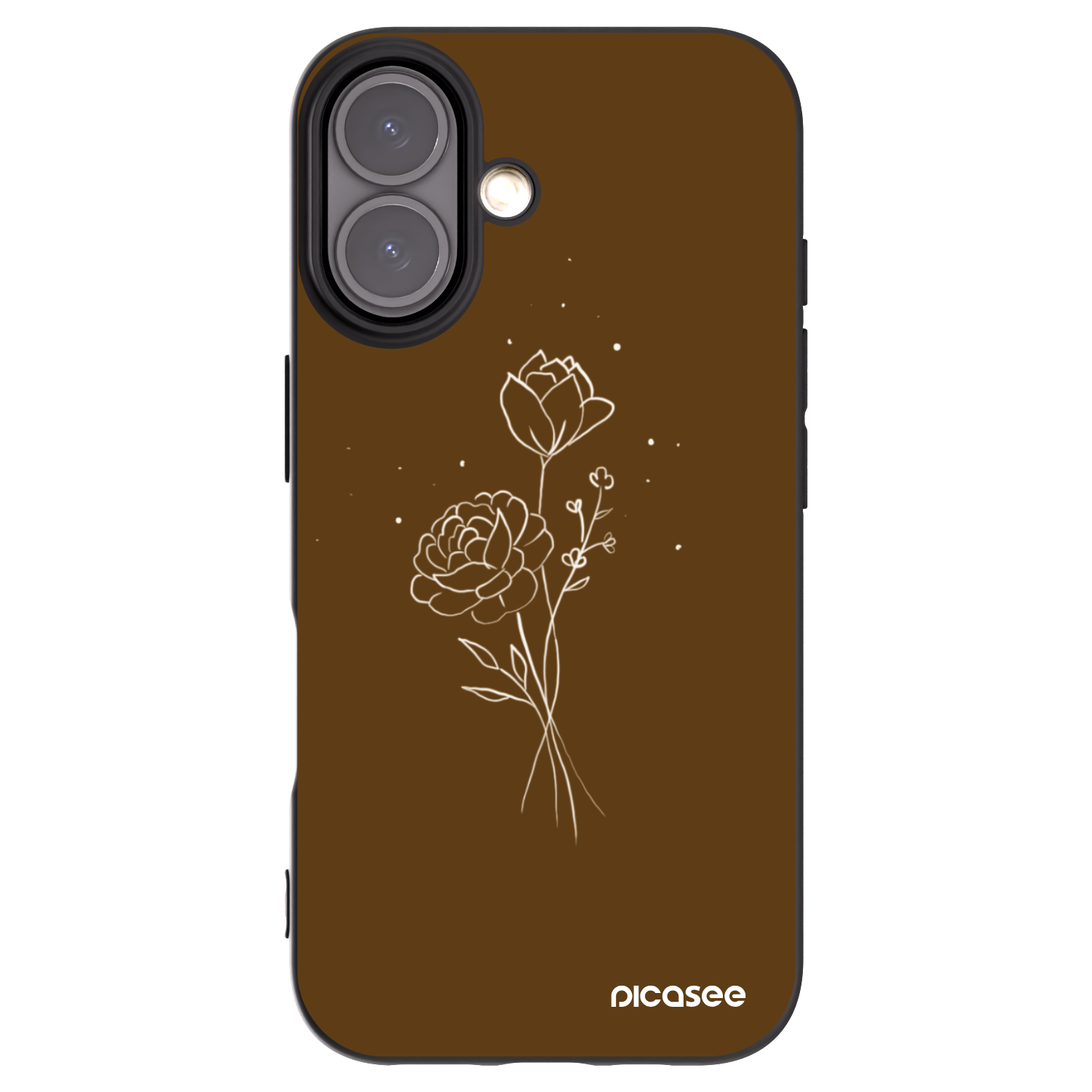 Picasee silikónový čierny obal pre Apple iPhone 16 - Brown flowers