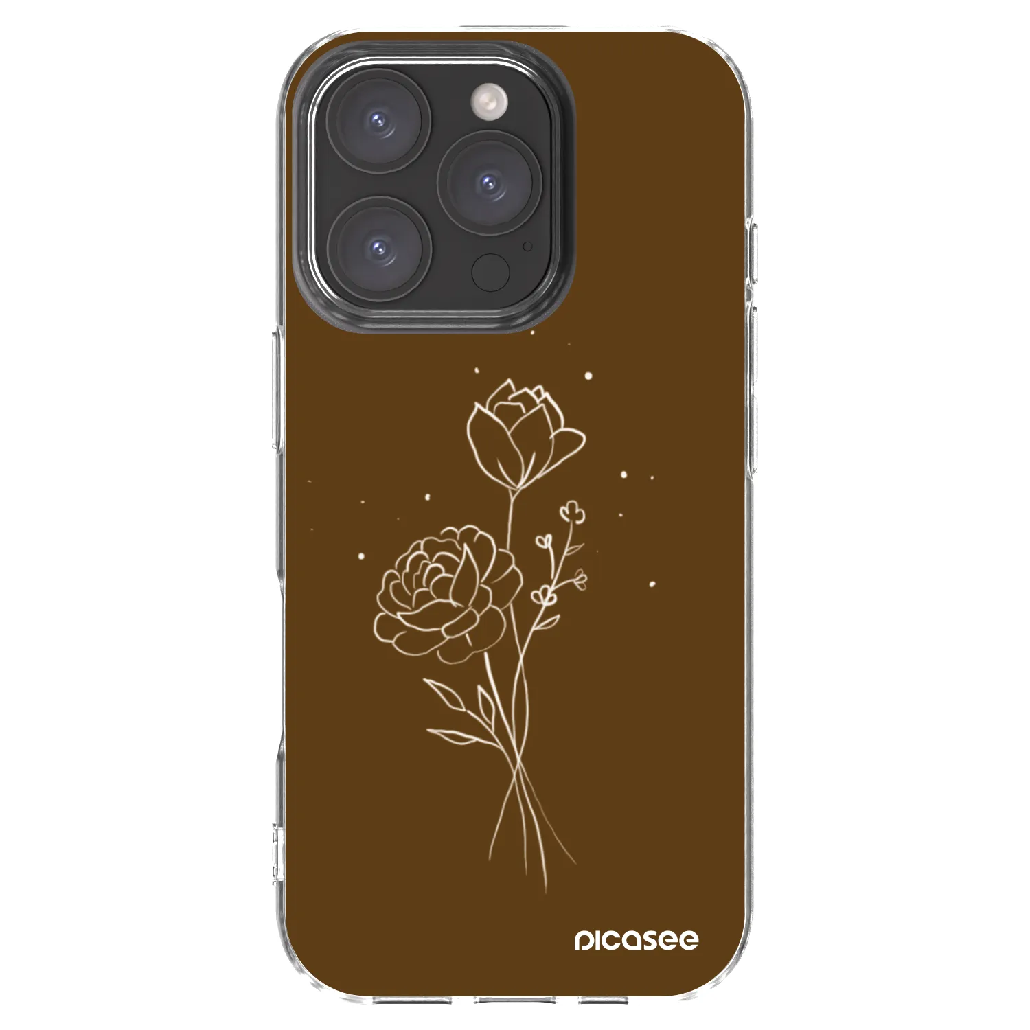 Picasee silikónový prehľadný obal pre Apple iPhone 16 Pro - Brown flowers