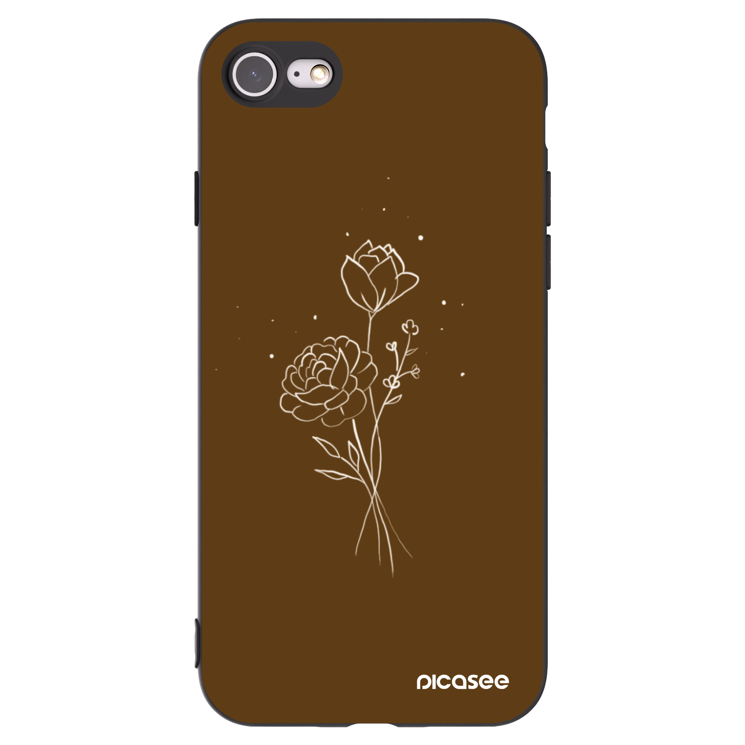 Picasee silikónový čierny obal pre Apple iPhone 8 - Brown flowers