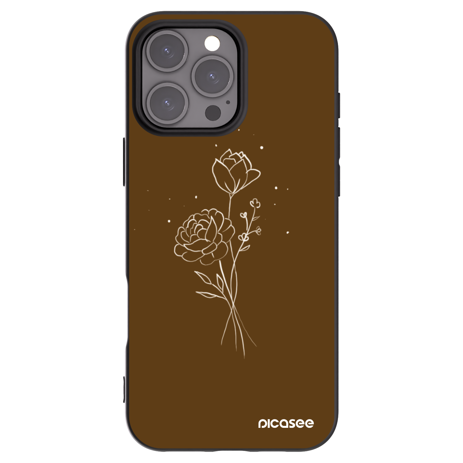 Picasee silikónový čierny obal pre Apple iPhone 16 Pro Max - Brown flowers