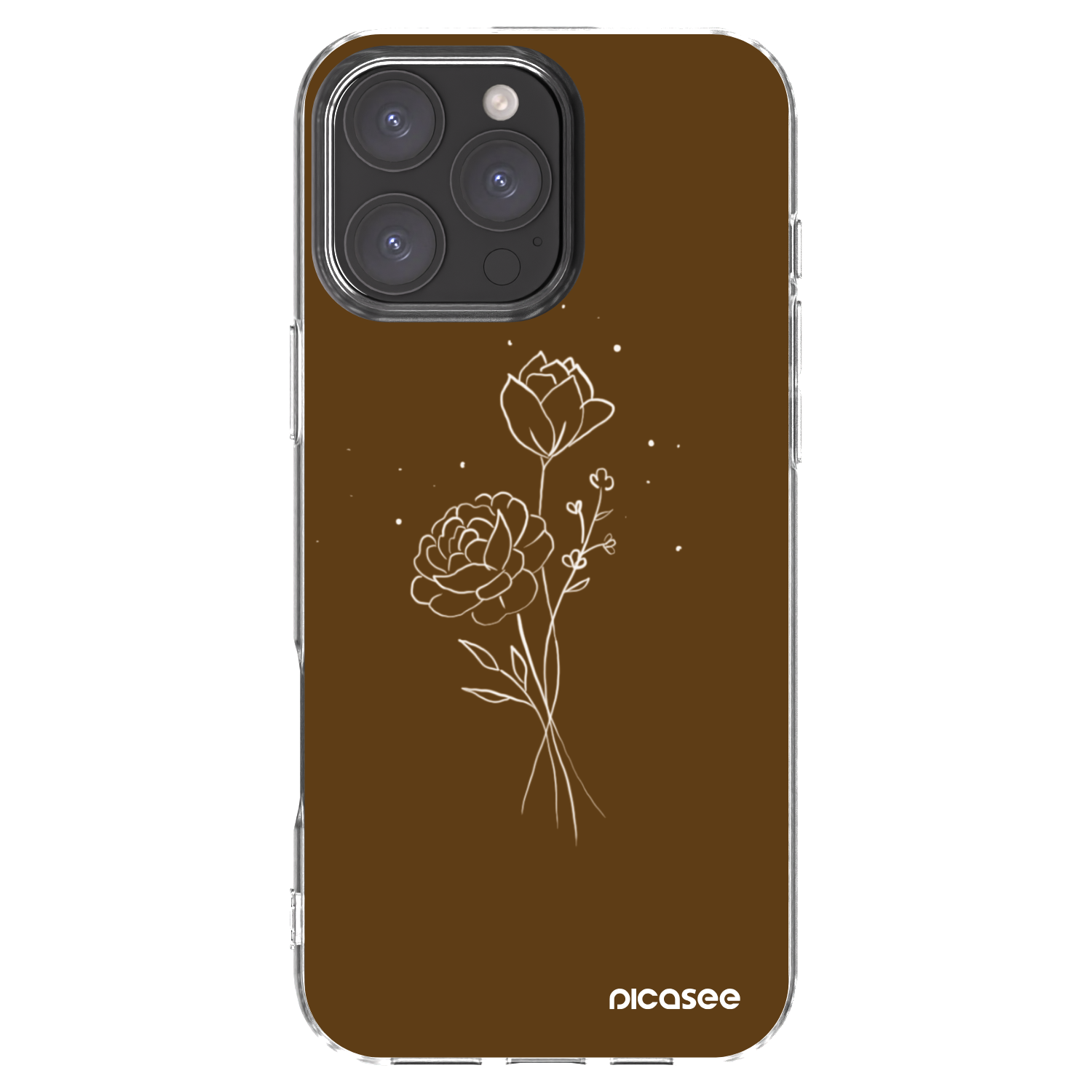 Picasee silikónový prehľadný obal pre Apple iPhone 16 Pro Max - Brown flowers