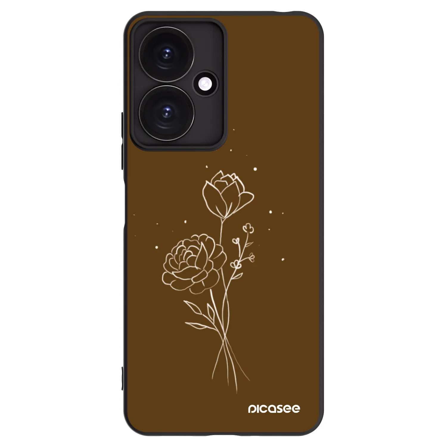 Picasee silikónový čierny obal pre Xiaomi Redmi 13C 5G - Brown flowers