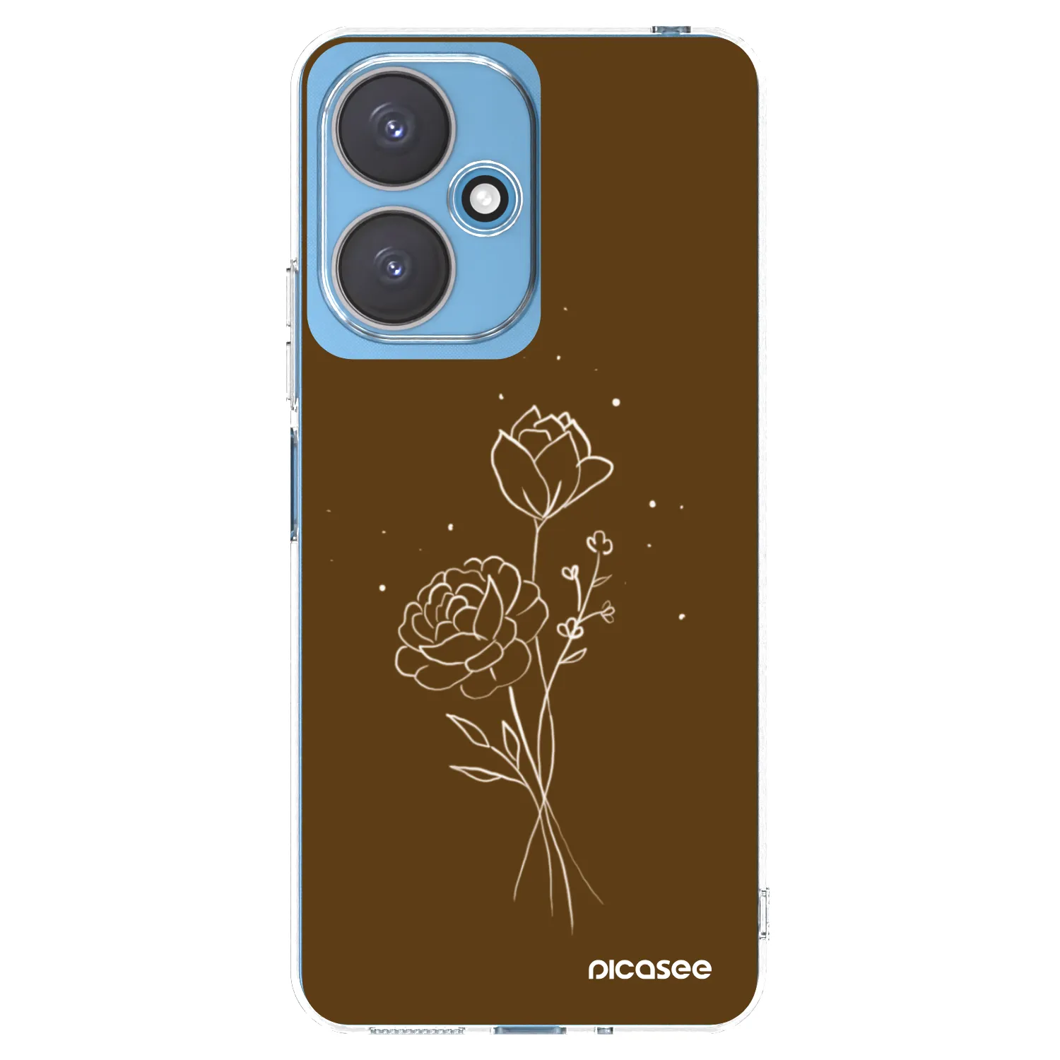 Picasee silikónový prehľadný obal pre Xiaomi Redmi 13C 5G - Brown flowers