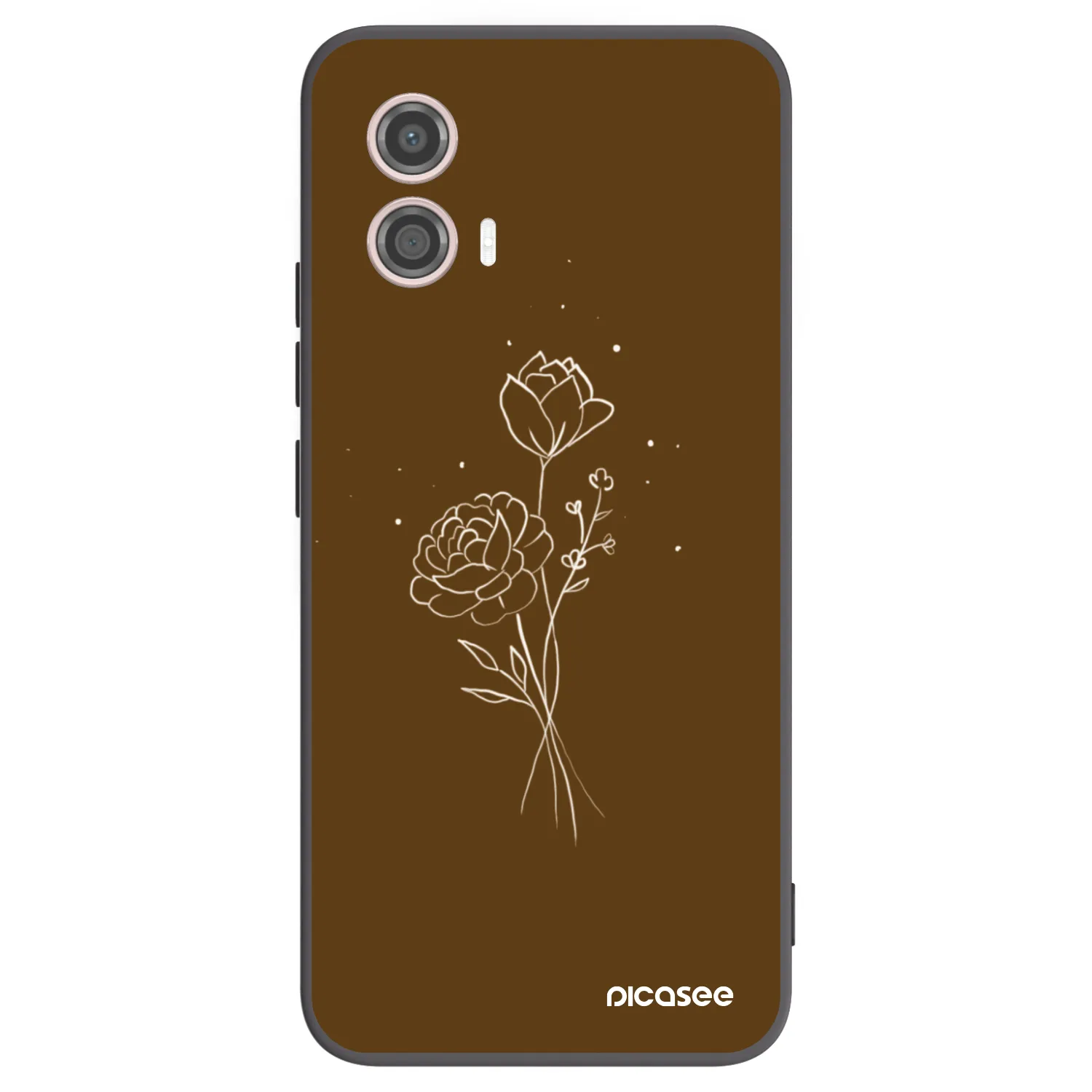 Picasee silikónový čierny obal pre Motorola Moto G53 5G - Brown flowers