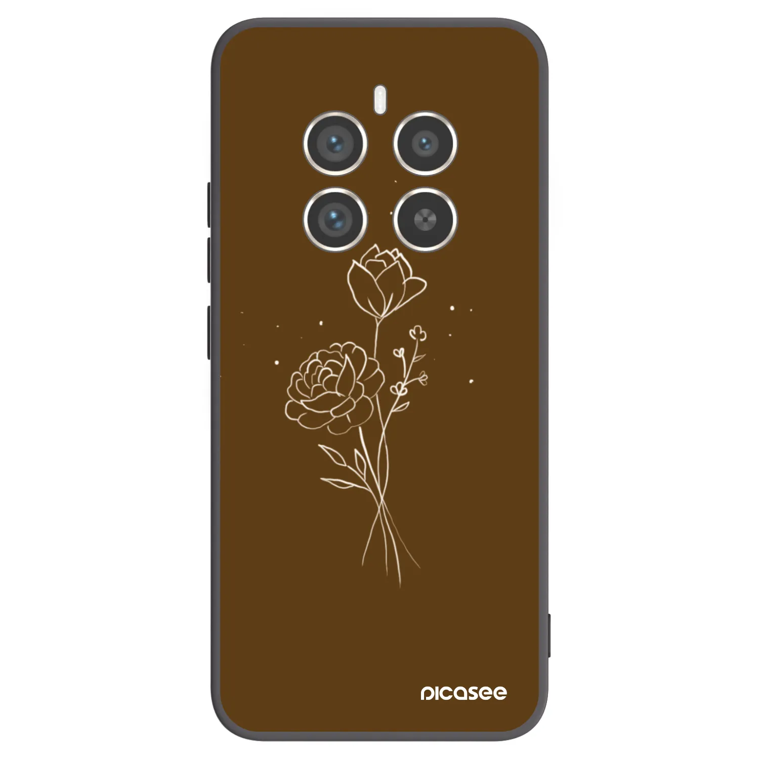 Picasee silikónový čierny obal pre Realme 12 Pro 5G - Brown flowers