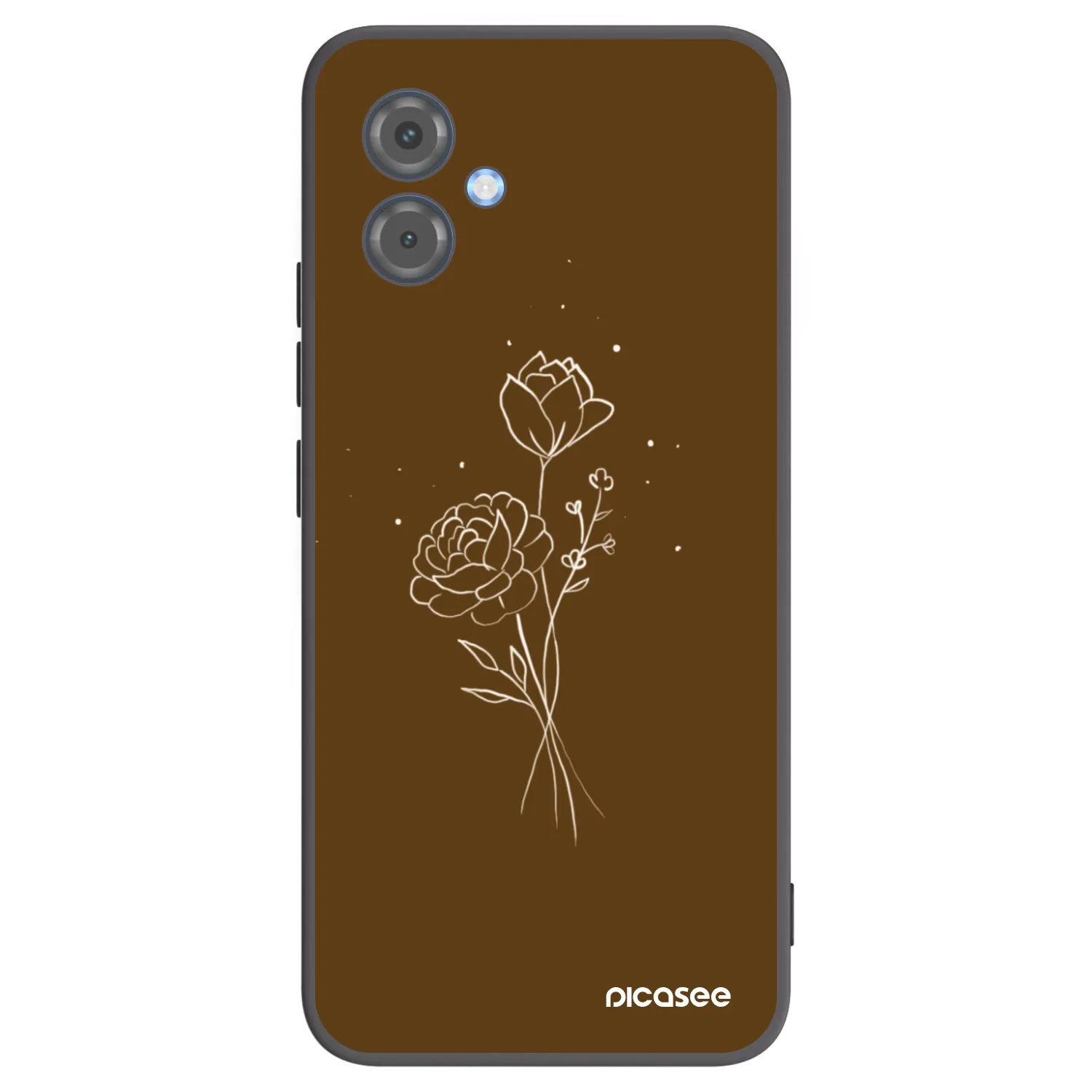 Picasee silikónový čierny obal pre Motorola Moto G14 - Brown flowers