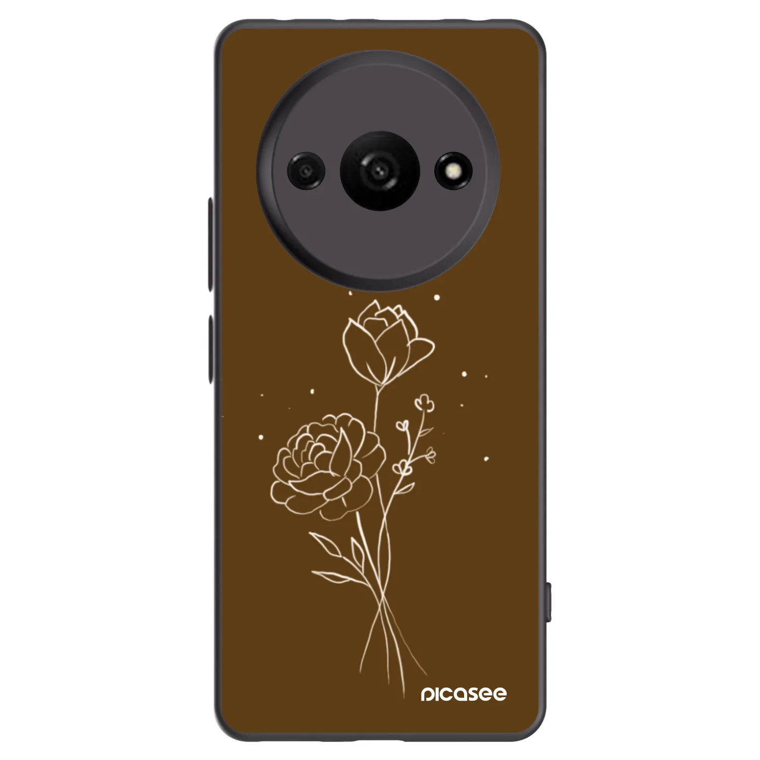 Picasee silikónový čierny obal pre Xiaomi Redmi A3 - Brown flowers