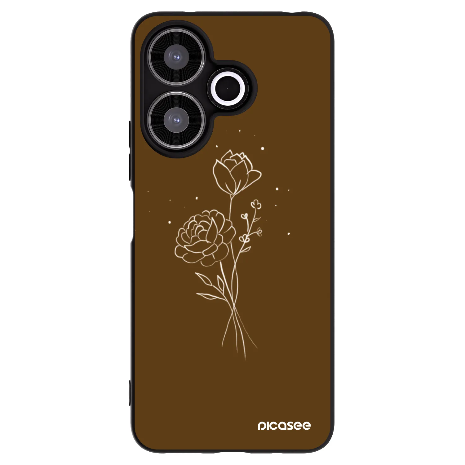 Silikónový čierny obal pre Xiaomi Redmi 13 4G - Brown flowers