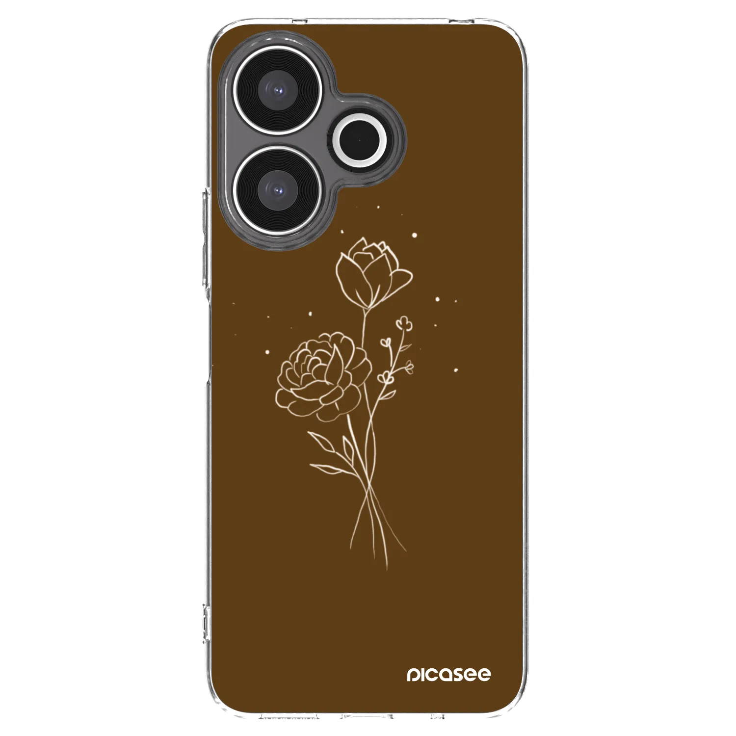 Silikónový prehľadný obal pre Xiaomi Redmi 13 4G - Brown flowers