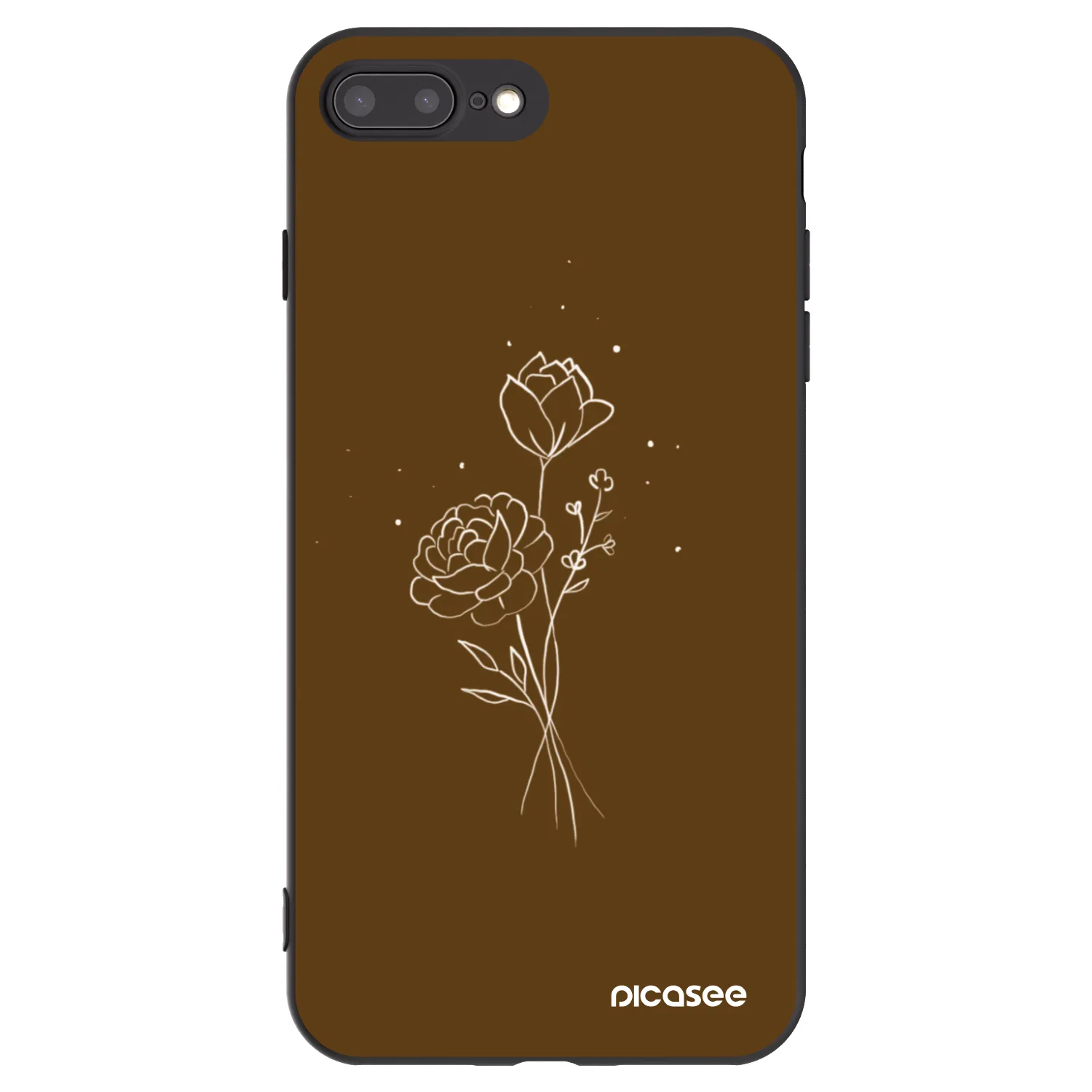 Picasee silikónový čierny obal pre Apple iPhone 8 Plus - Brown flowers