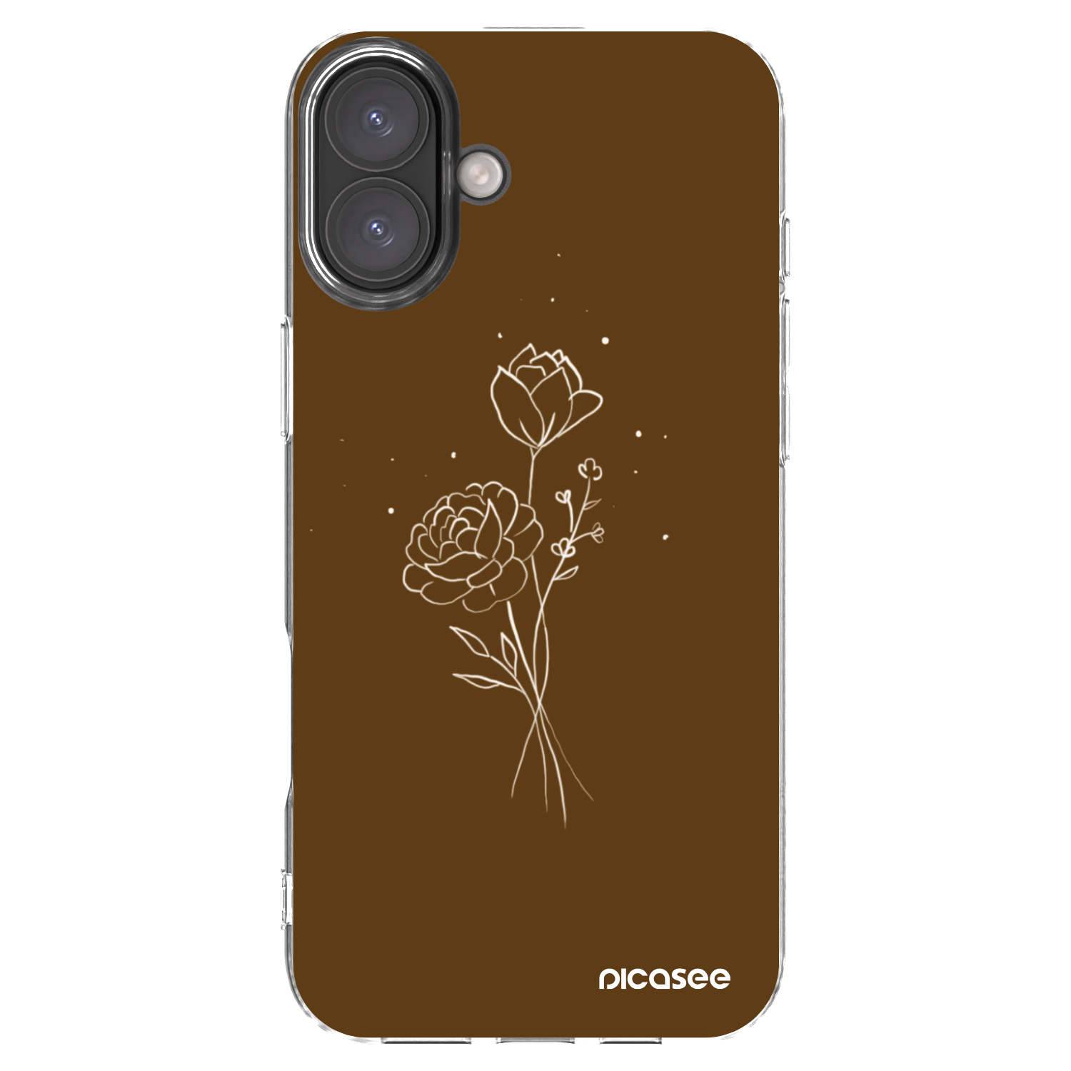 Picasee silikónový prehľadný obal pre Apple iPhone 16 Plus - Brown flowers