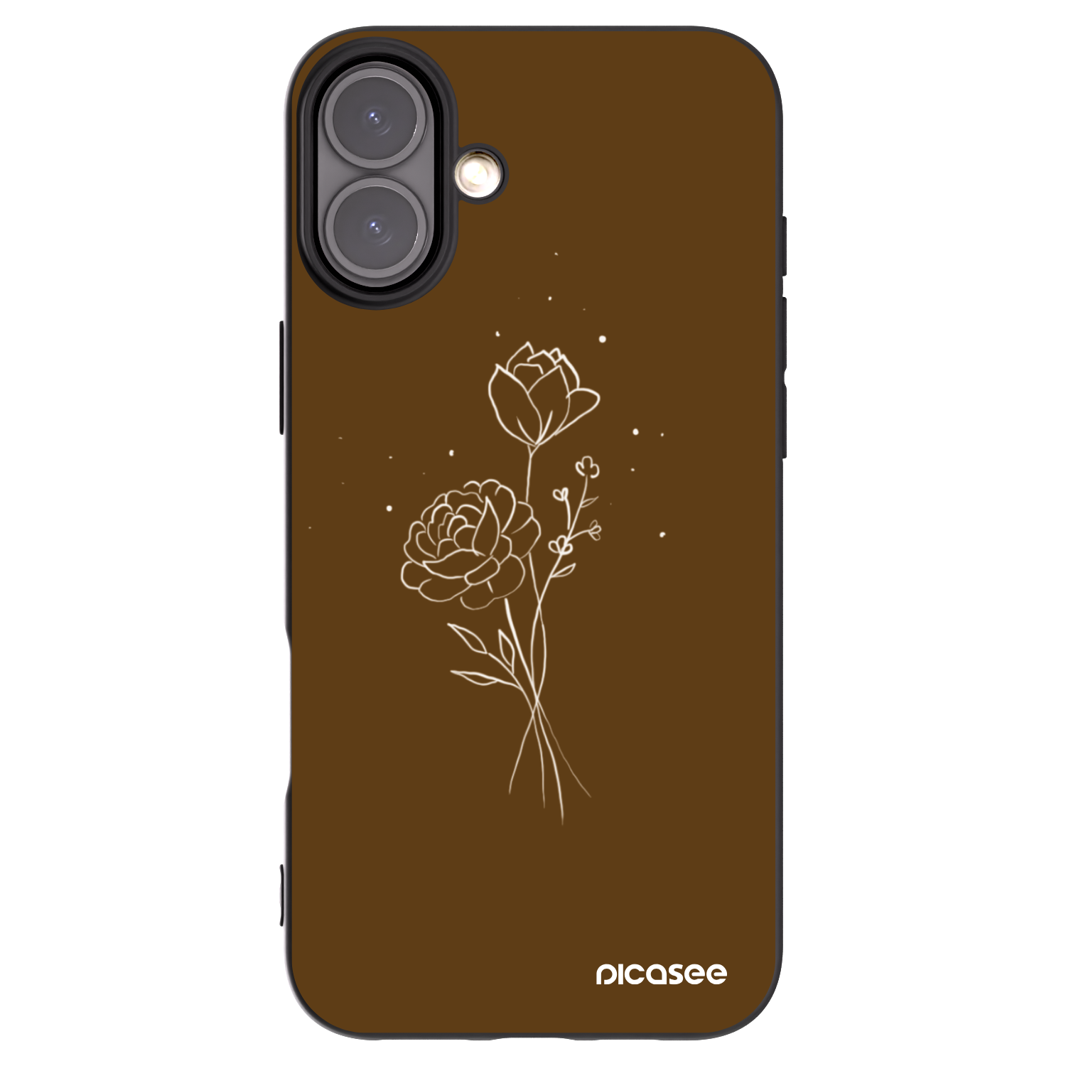 Picasee silikónový čierny obal pre Apple iPhone 16 Plus - Brown flowers