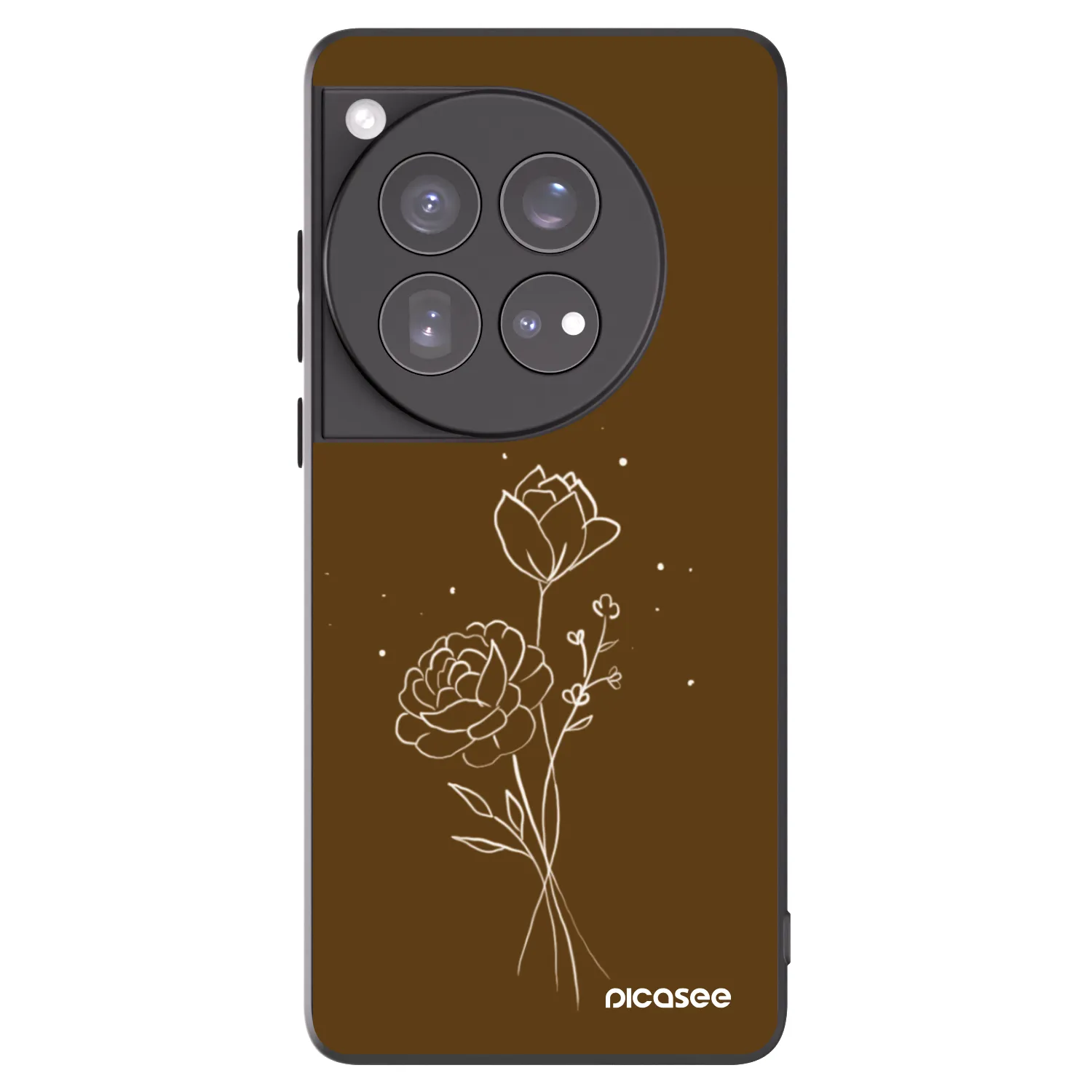 Picasee silikónový čierny obal pre OnePlus 12 5G - Brown flowers