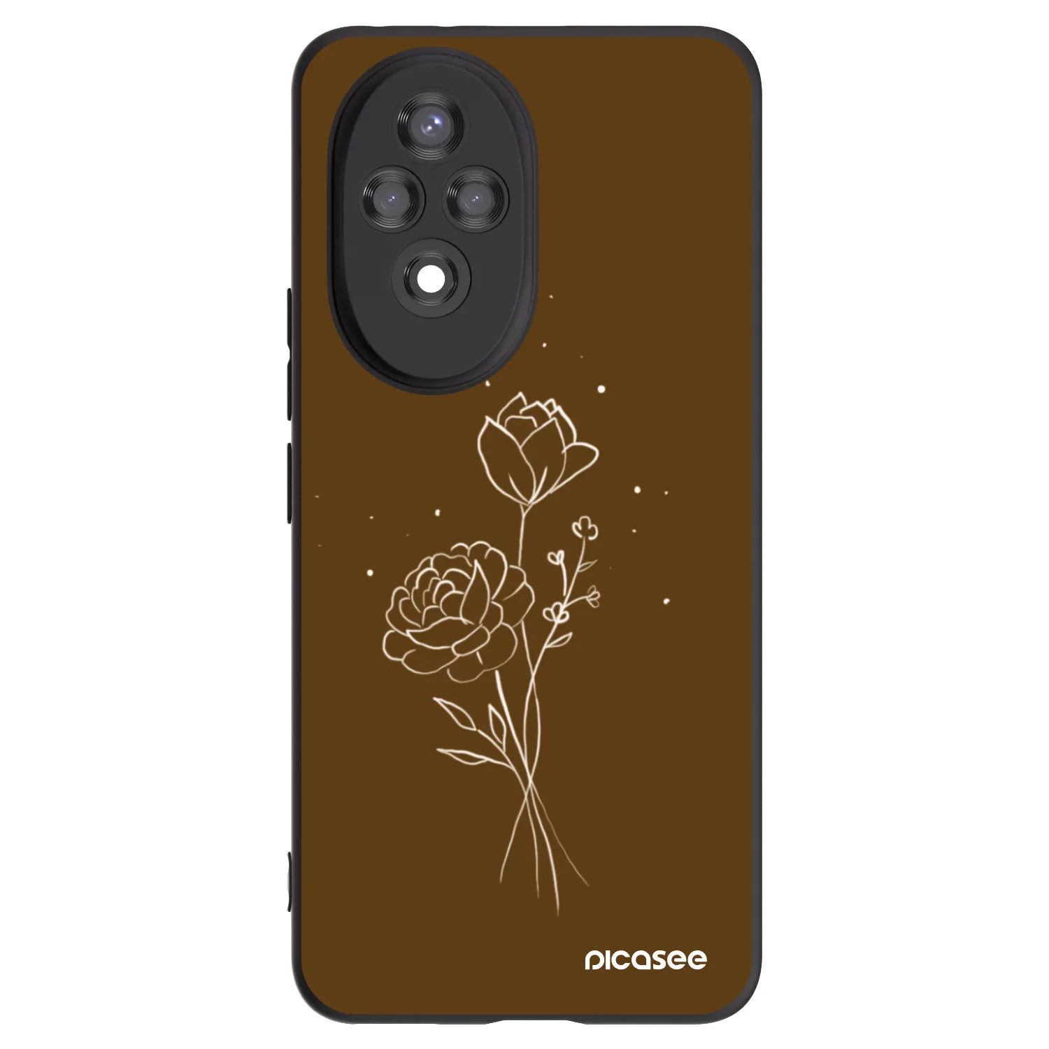 Picasee silikónový čierny obal pre Honor 200 Pro 5G - Brown flowers