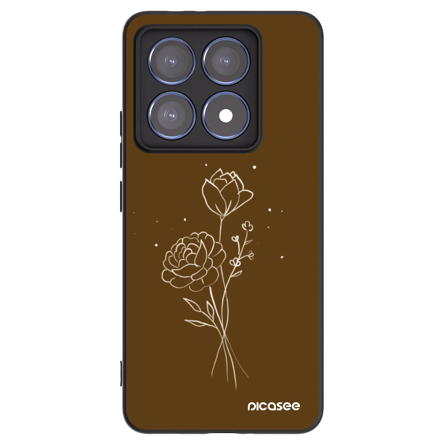 Picasee silikónový čierny obal pre Xiaomi 14T Pro - Brown flowers