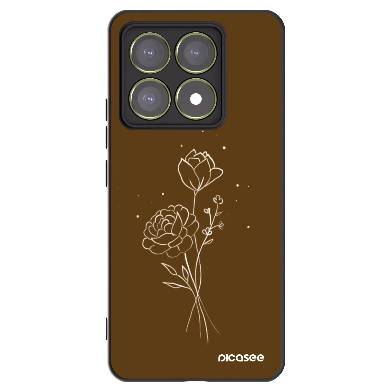 Picasee silikónový čierny obal pre Xiaomi 14T - Brown flowers