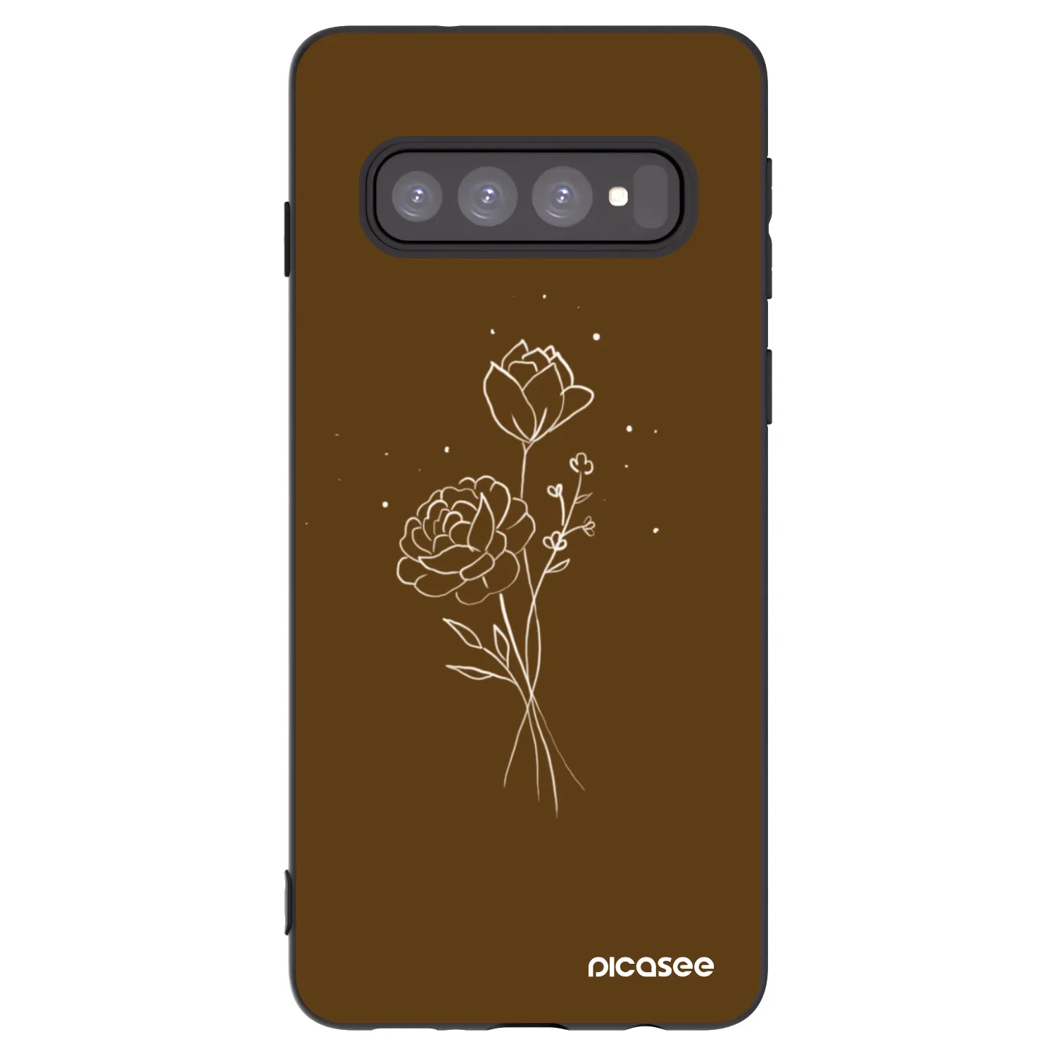 Picasee silikónový čierny obal pre Samsung Galaxy S10 G973 - Brown flowers
