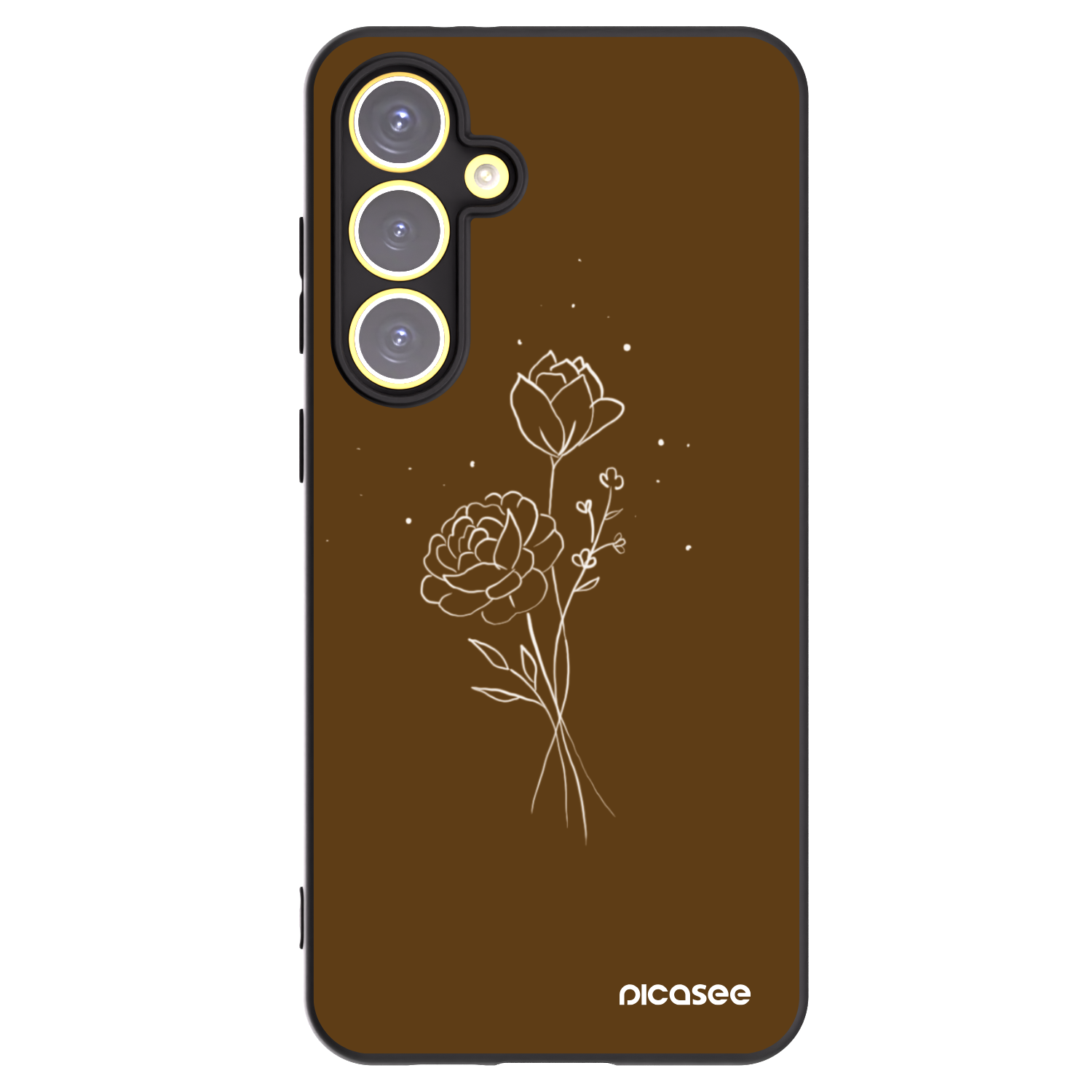Picasee silikónový čierny obal pre Samsung Galaxy S24 FE S721B - Brown flowers