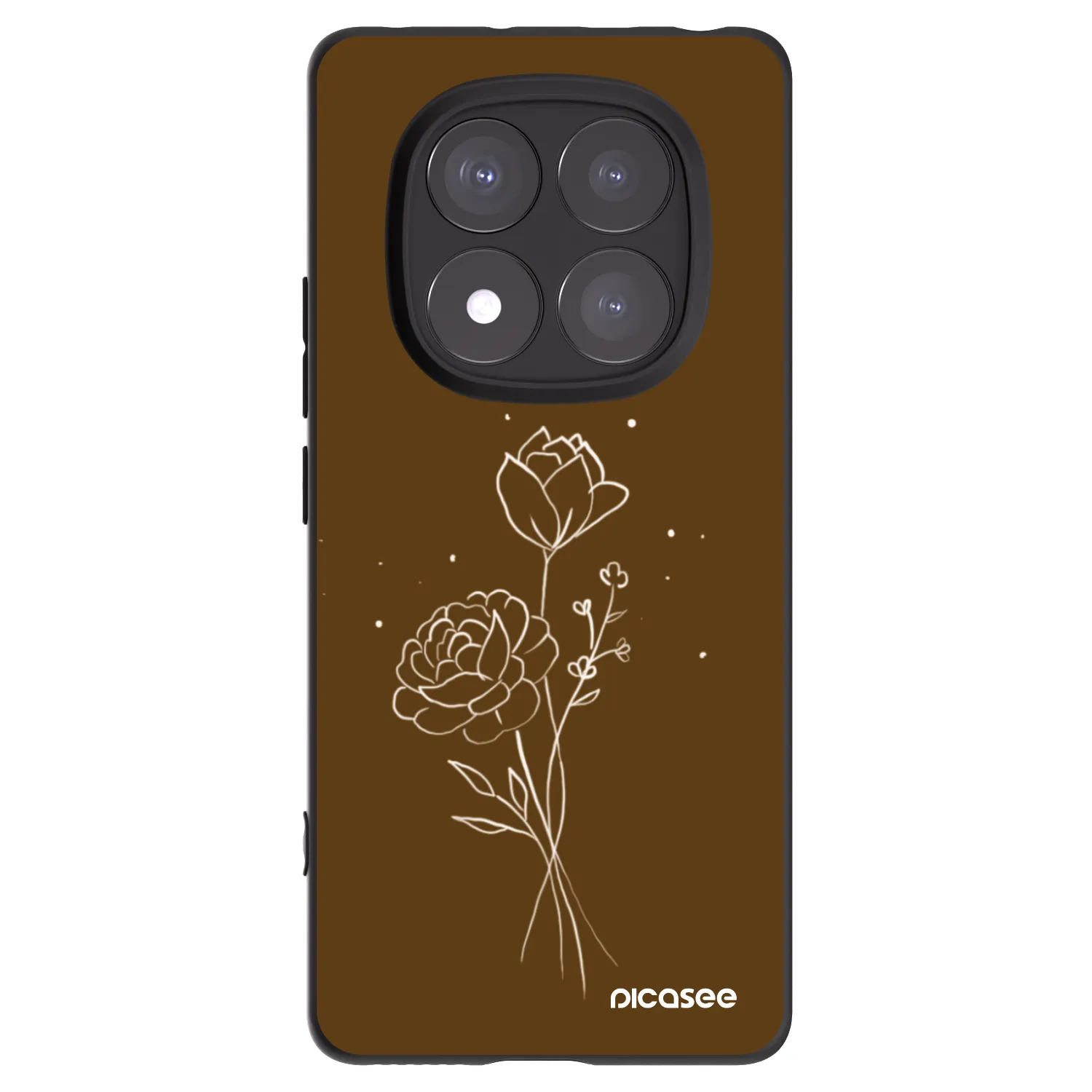 Picasee silikónový čierny obal pre Xiaomi Redmi Note 14 Pro+ 5G - Brown flowers