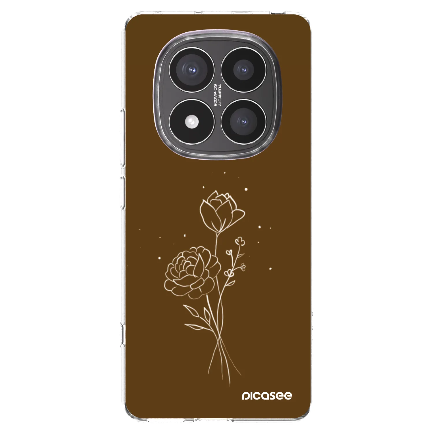 Picasee silikónový prehľadný obal pre Xiaomi Redmi Note 14 Pro+ 5G - Brown flowers