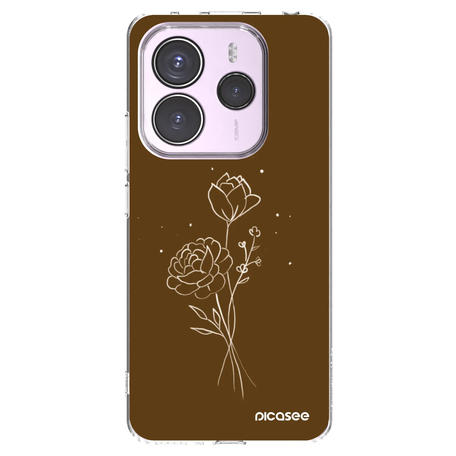 Silikónový prehľadný obal pre Xiaomi Redmi Note 14 5G - Brown flowers