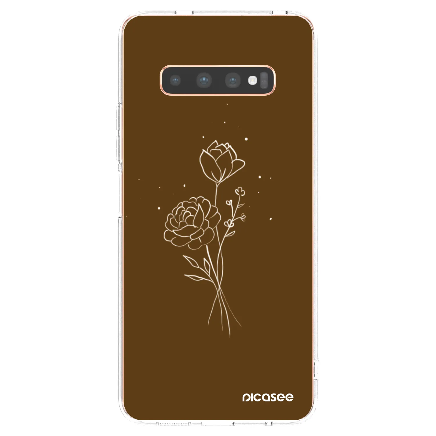 Picasee silikónový prehľadný obal pre Samsung Galaxy S10 Plus G975 - Brown flowers