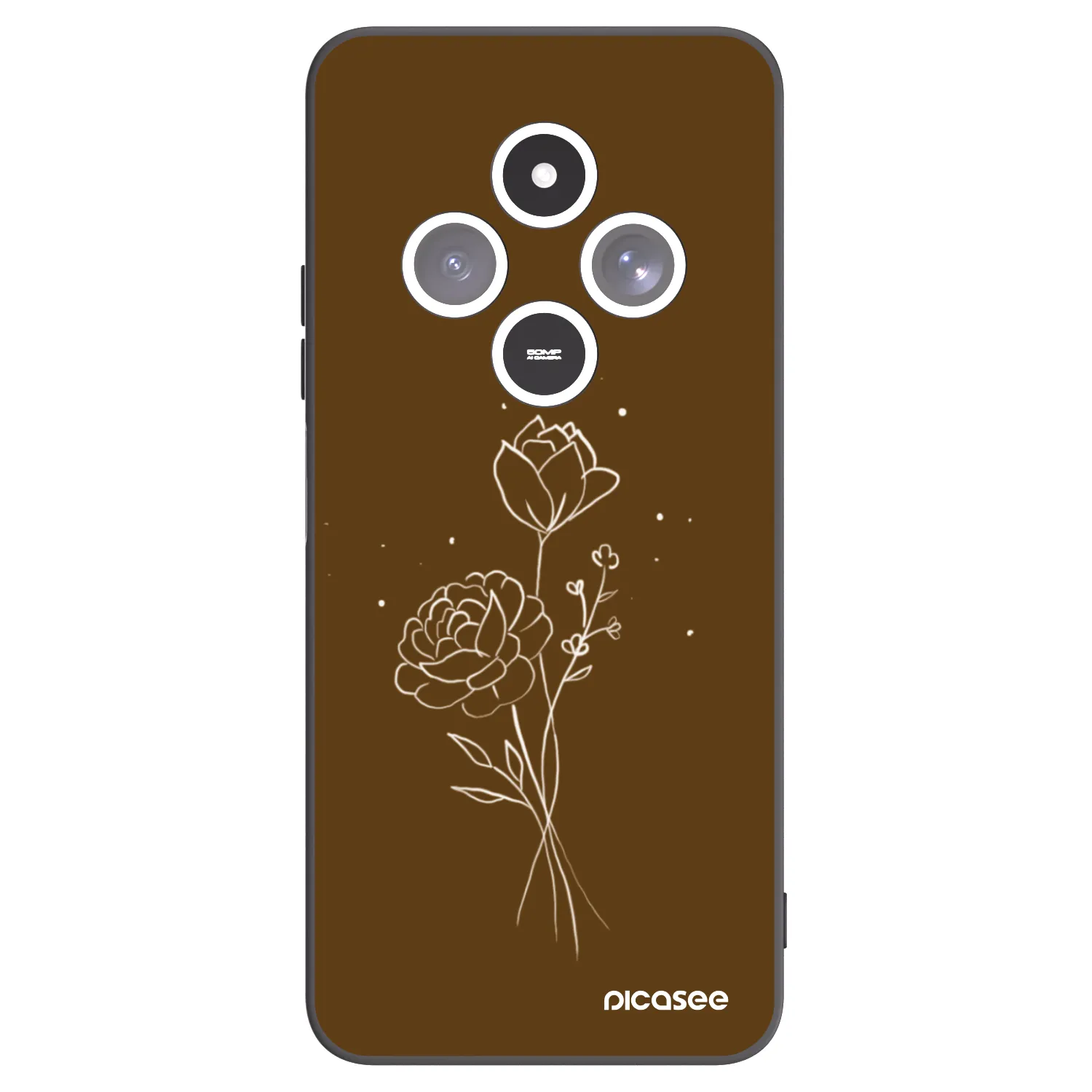 Picasee silikónový čierny obal pre Xiaomi Redmi 14C - Brown flowers
