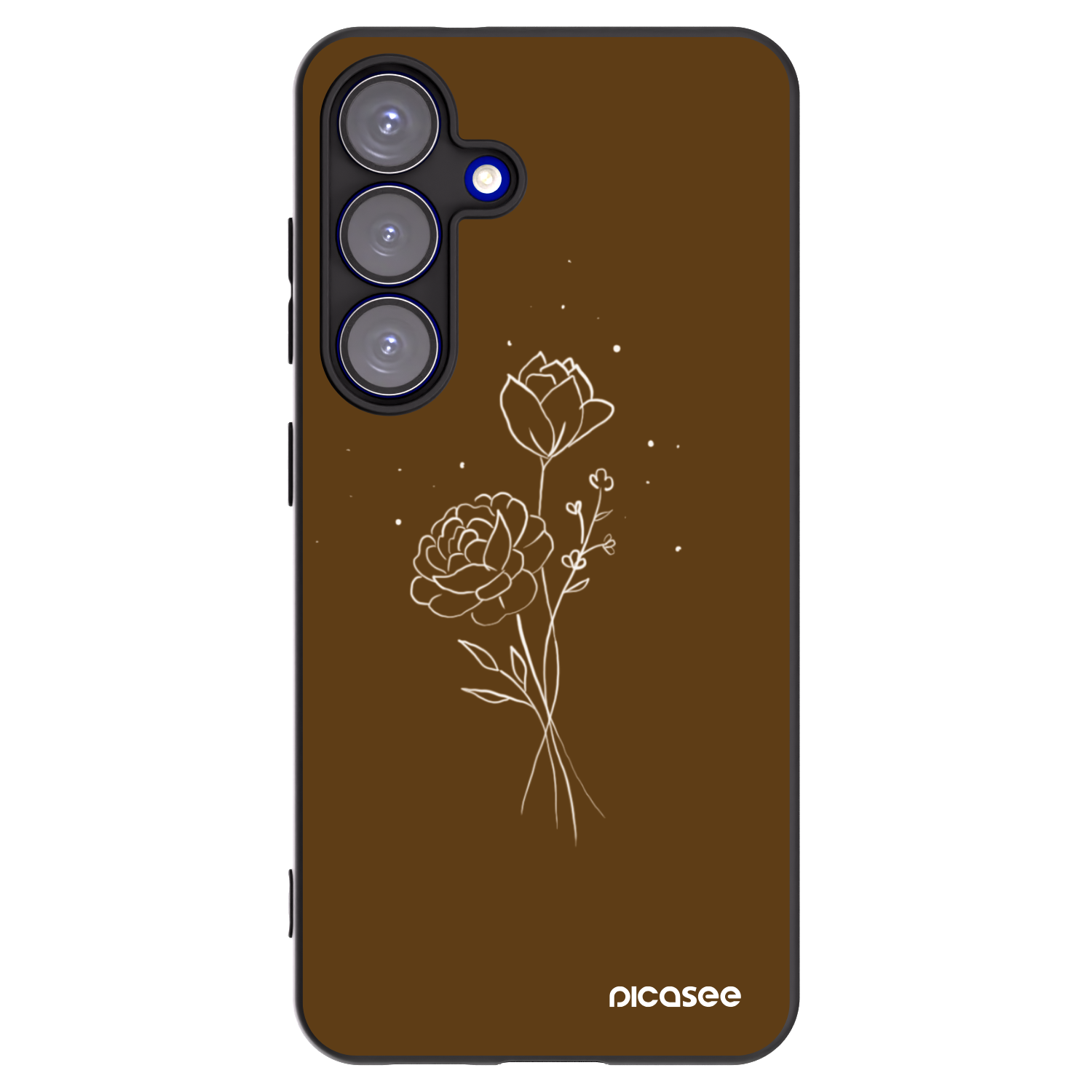 Picasee silikónový čierny obal pre Samsung Galaxy S25 5G - Brown flowers