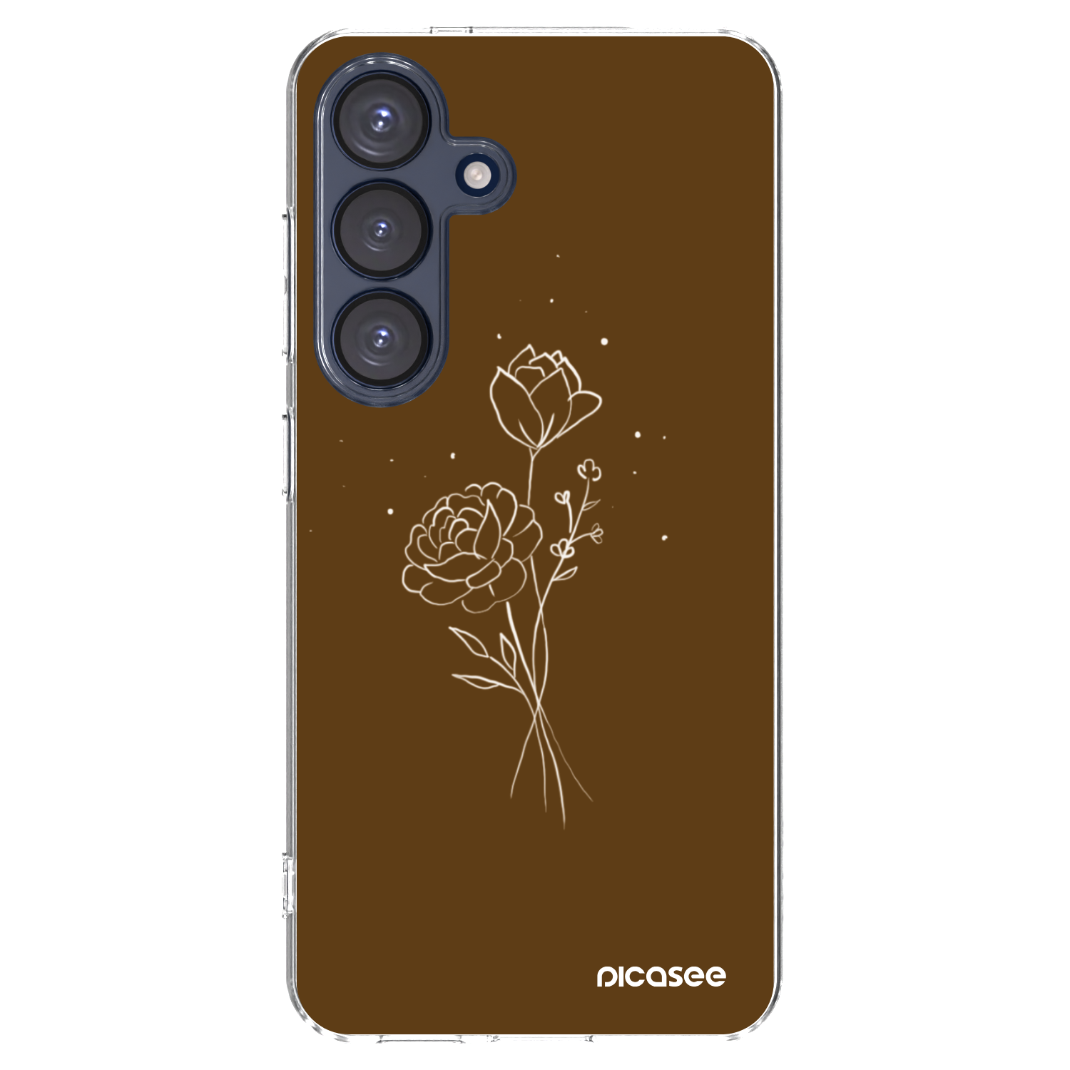 Picasee silikónový prehľadný obal pre Samsung Galaxy S25 5G - Brown flowers