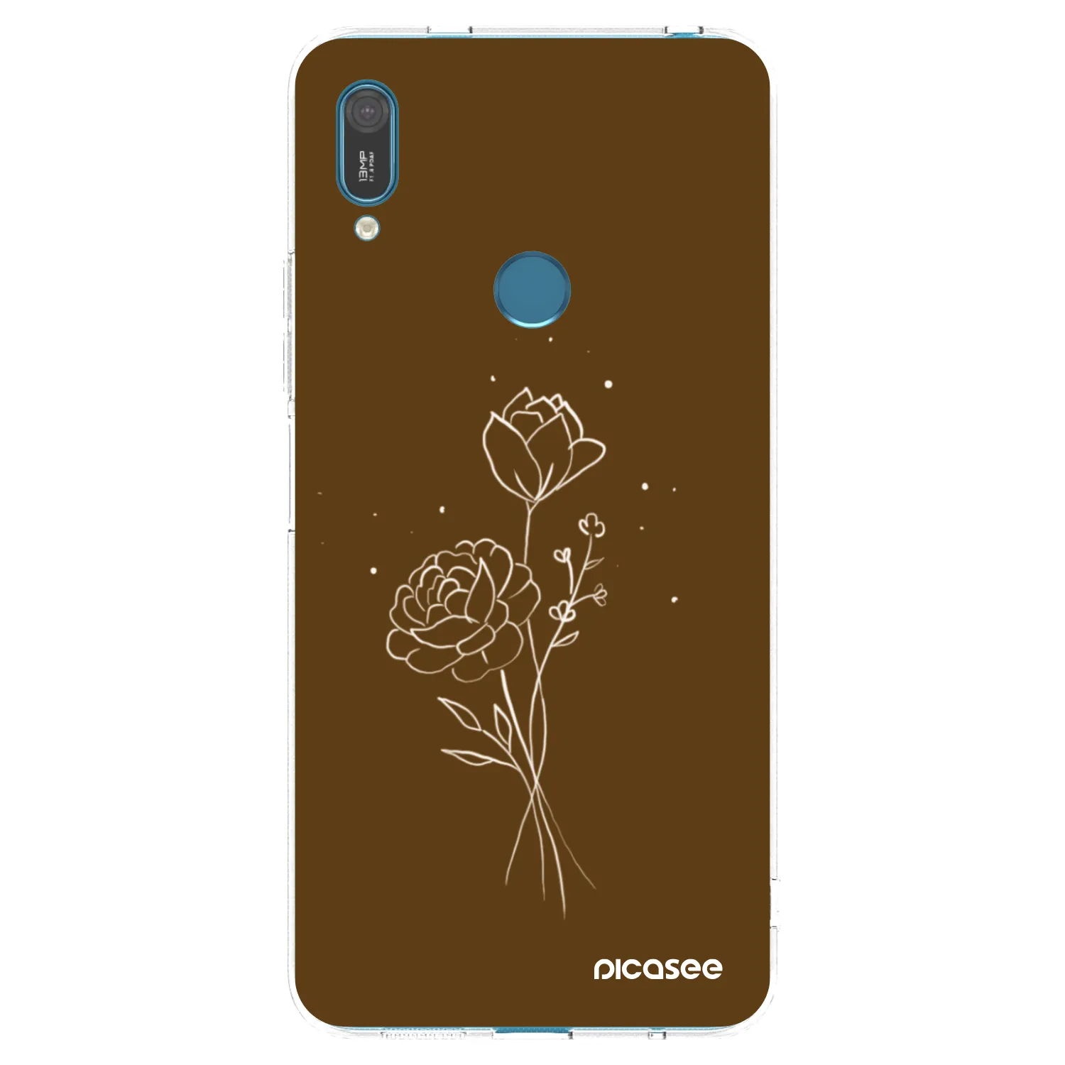 Picasee silikónový prehľadný obal pre Huawei Y7 2019 - Brown flowers