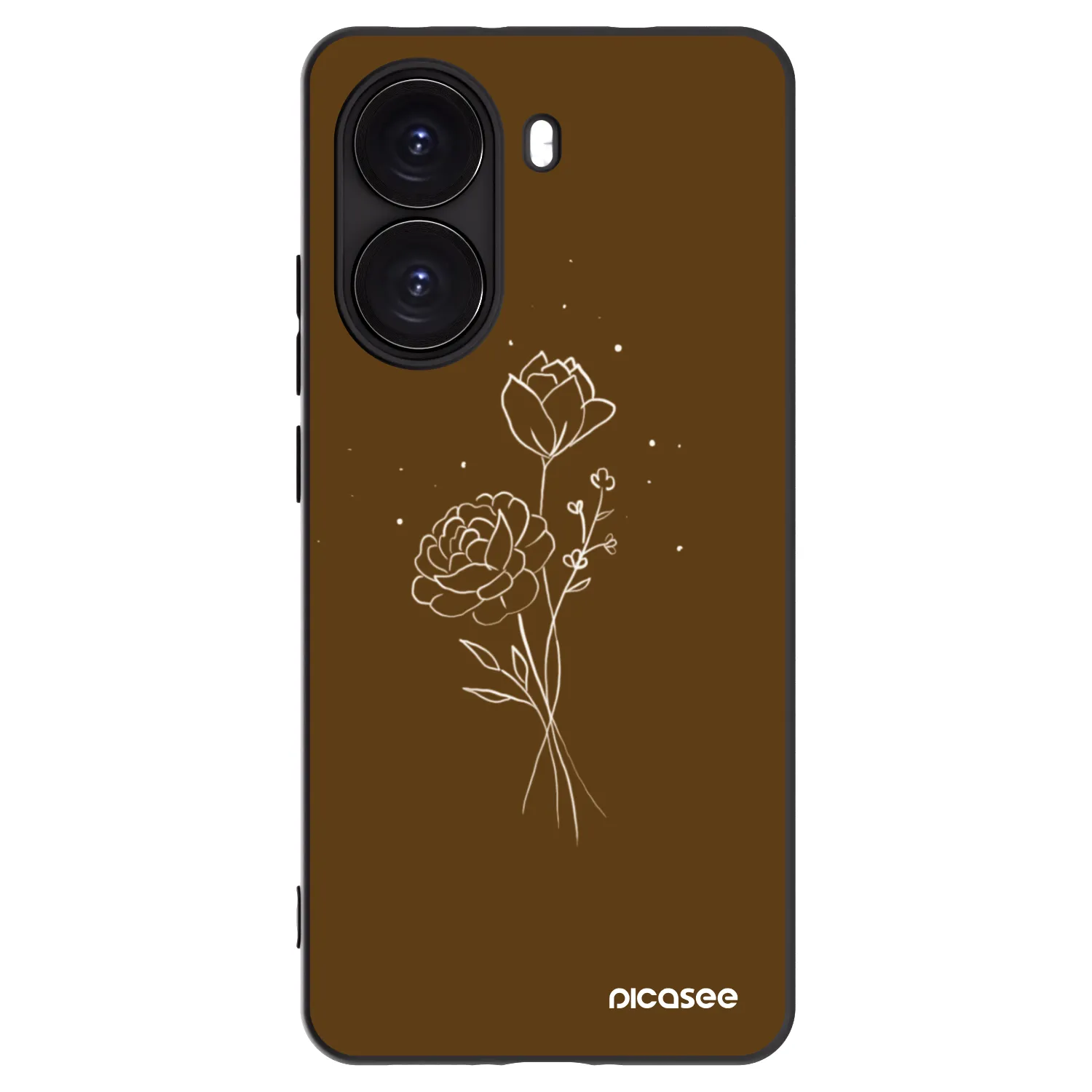 Picasee silikónový čierny obal pre Xiaomi Poco X7 Pro 5G - Brown flowers