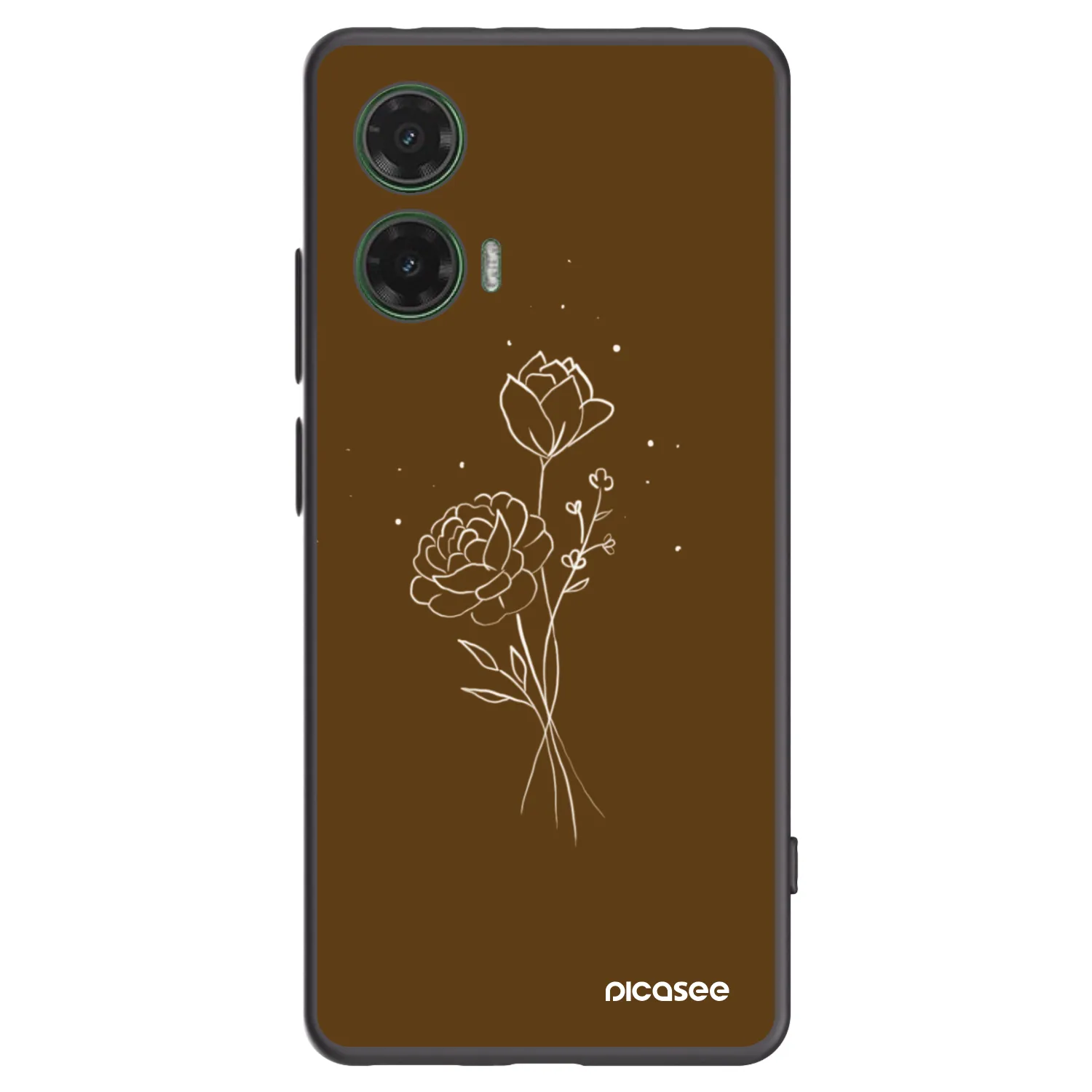 Picasee silikónový čierny obal pre Motorola Moto G35 5G - Brown flowers