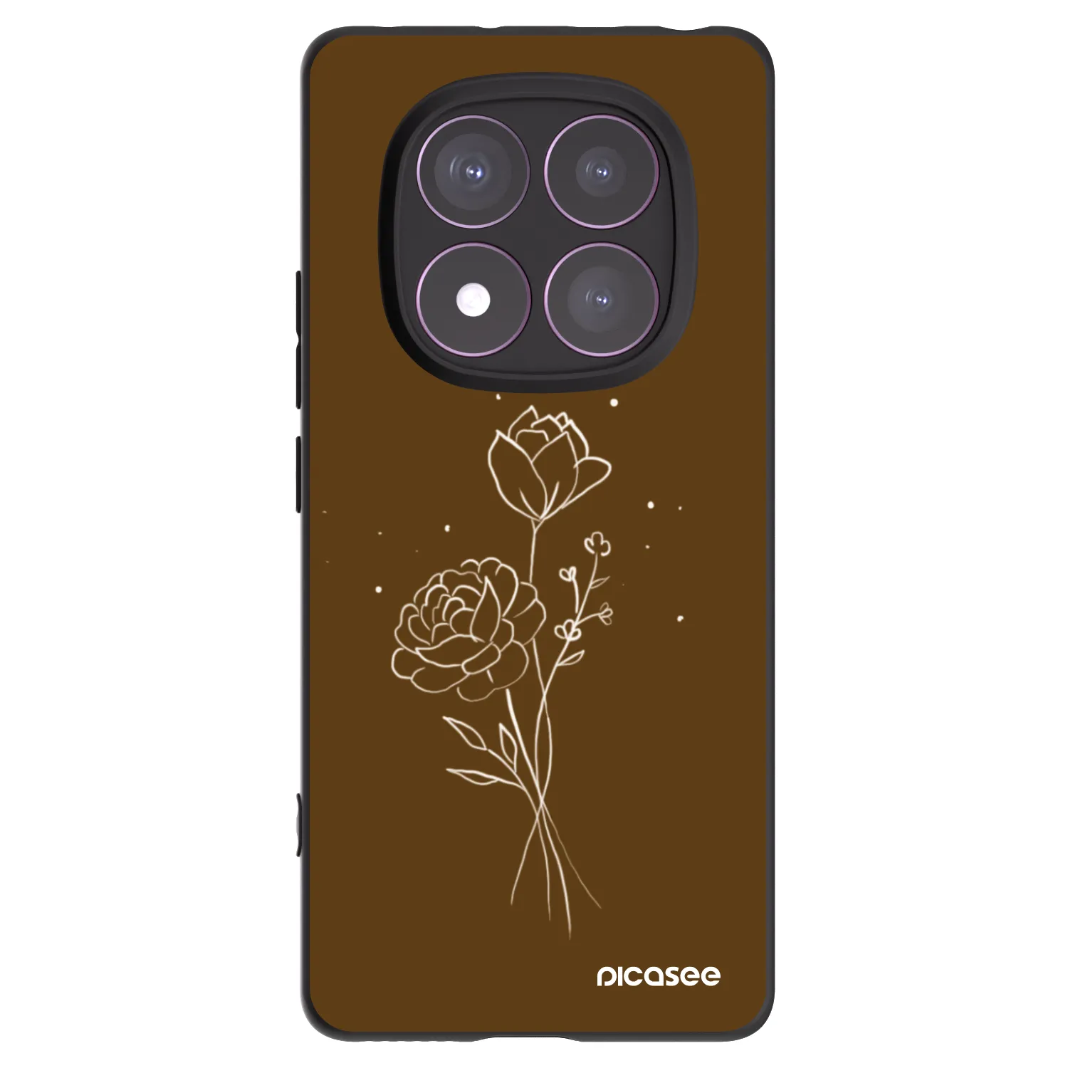 Silikónový čierny obal pre Xiaomi Redmi Note 14 Pro 4G - Brown flowers