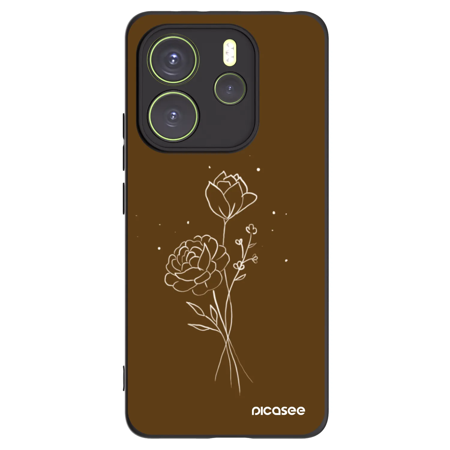 Silikónový čierny obal pre Xiaomi Redmi Note 14 4G - Brown flowers
